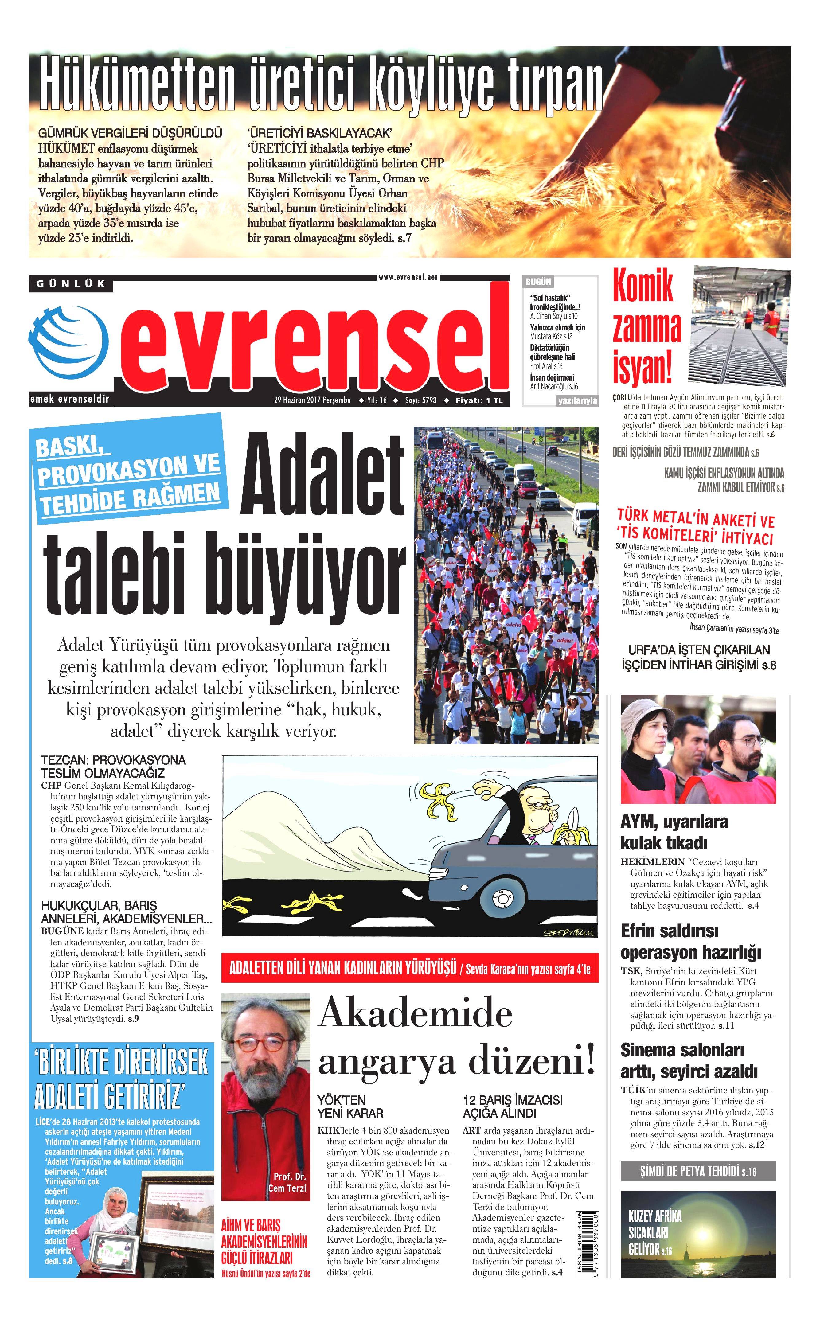 29 Haziran 2017 Perşembe gazete manşetleri - 7