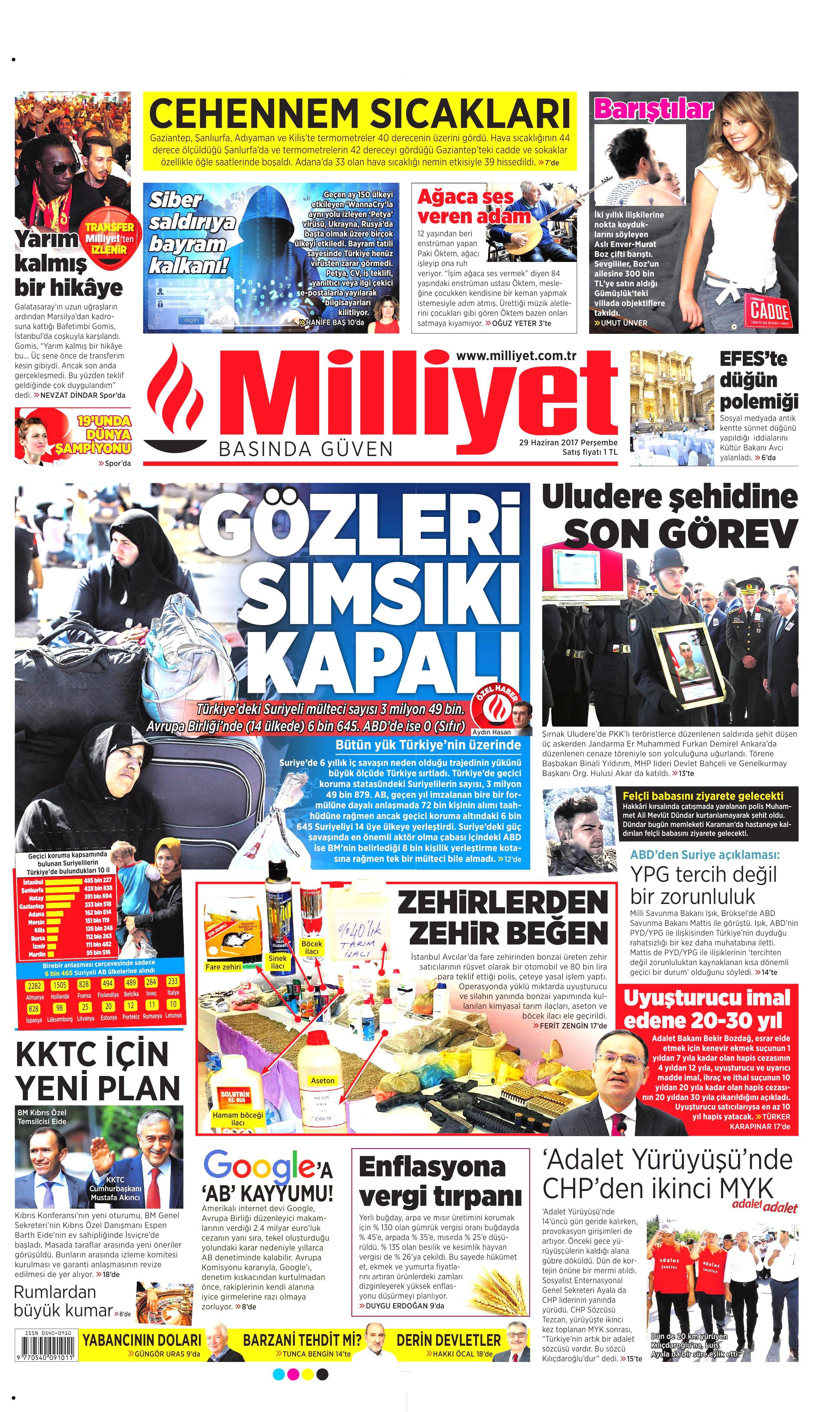 29 Haziran 2017 Perşembe gazete manşetleri - 15