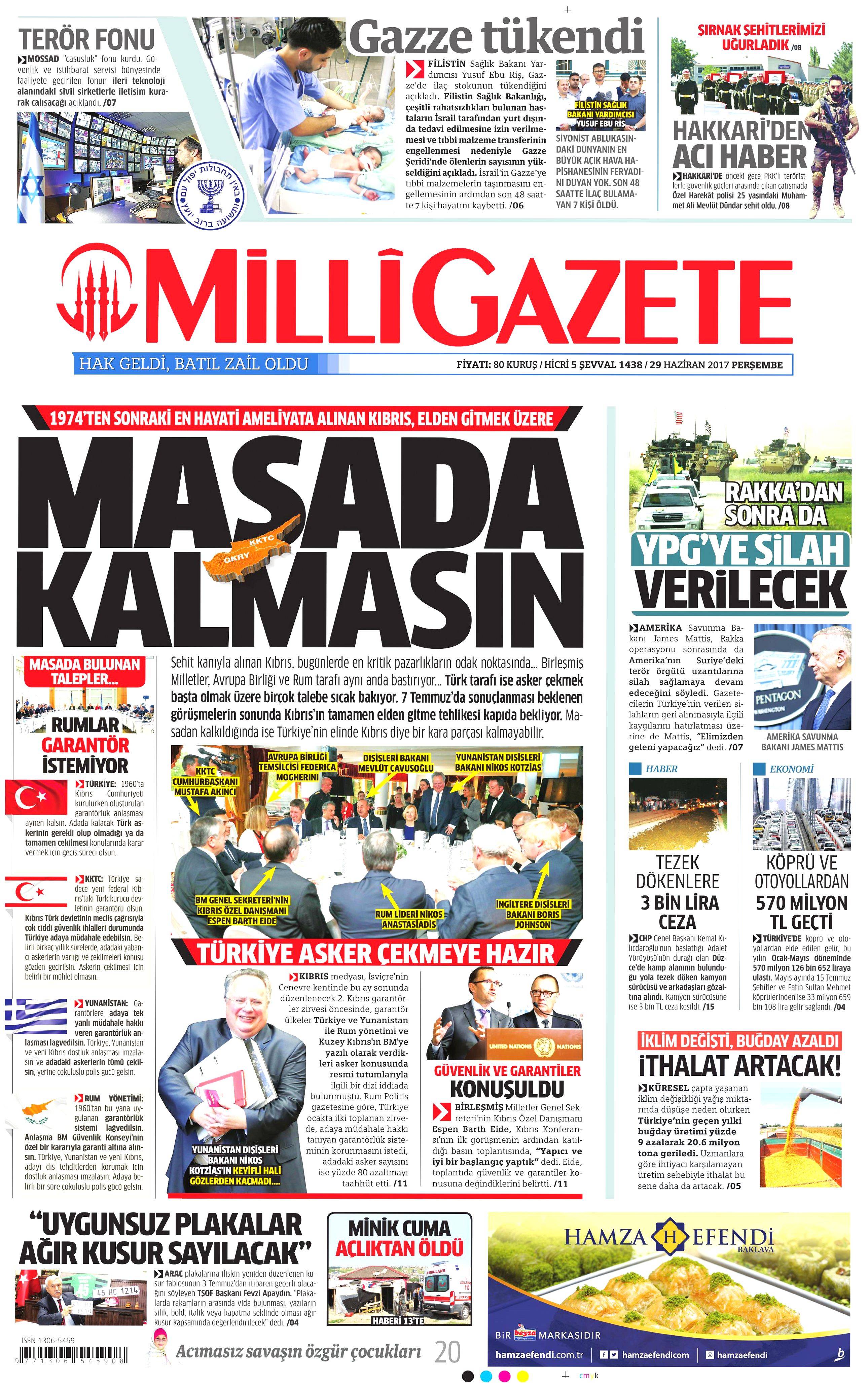 29 Haziran 2017 Perşembe gazete manşetleri - 14