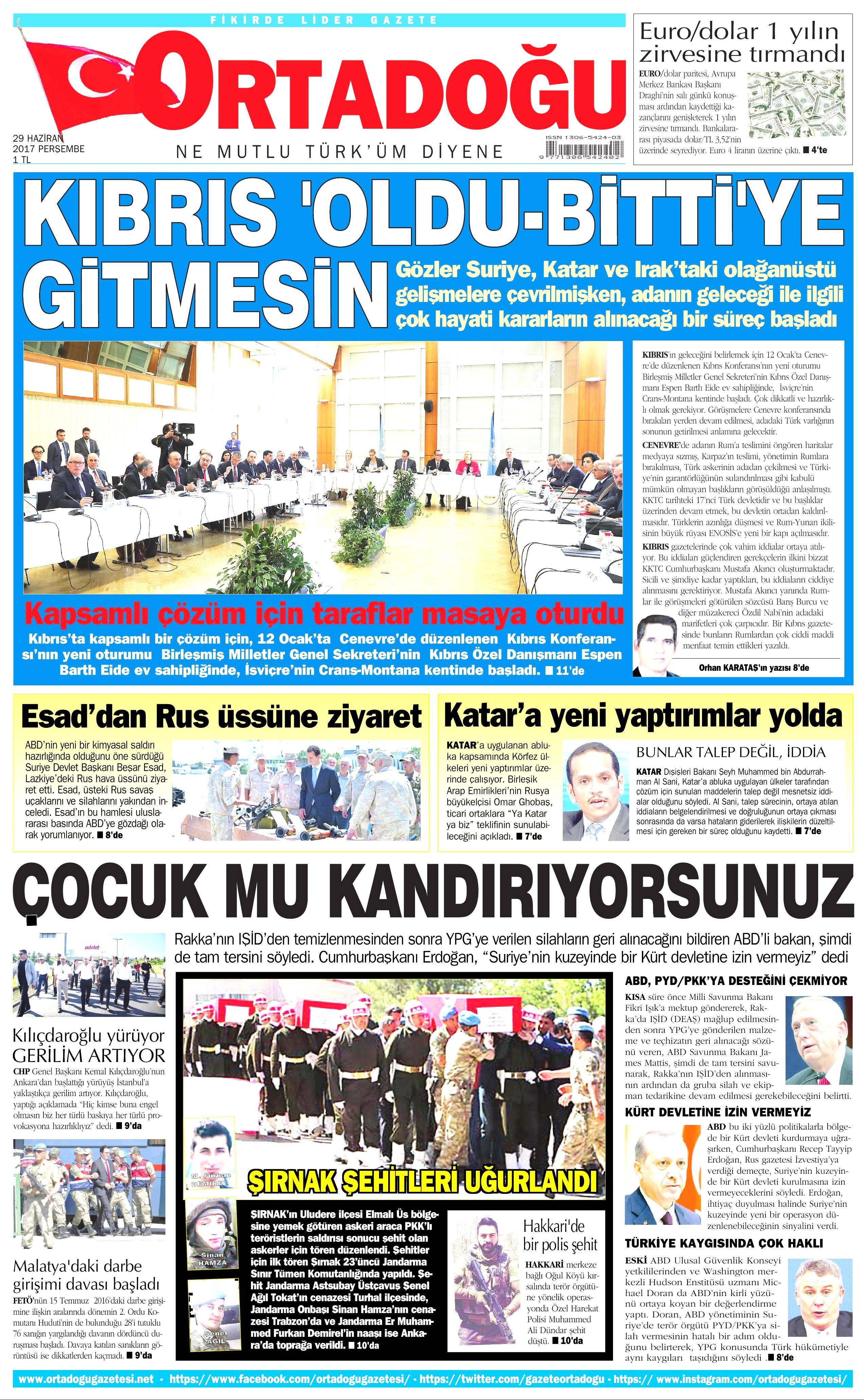 29 Haziran 2017 Perşembe gazete manşetleri - 16