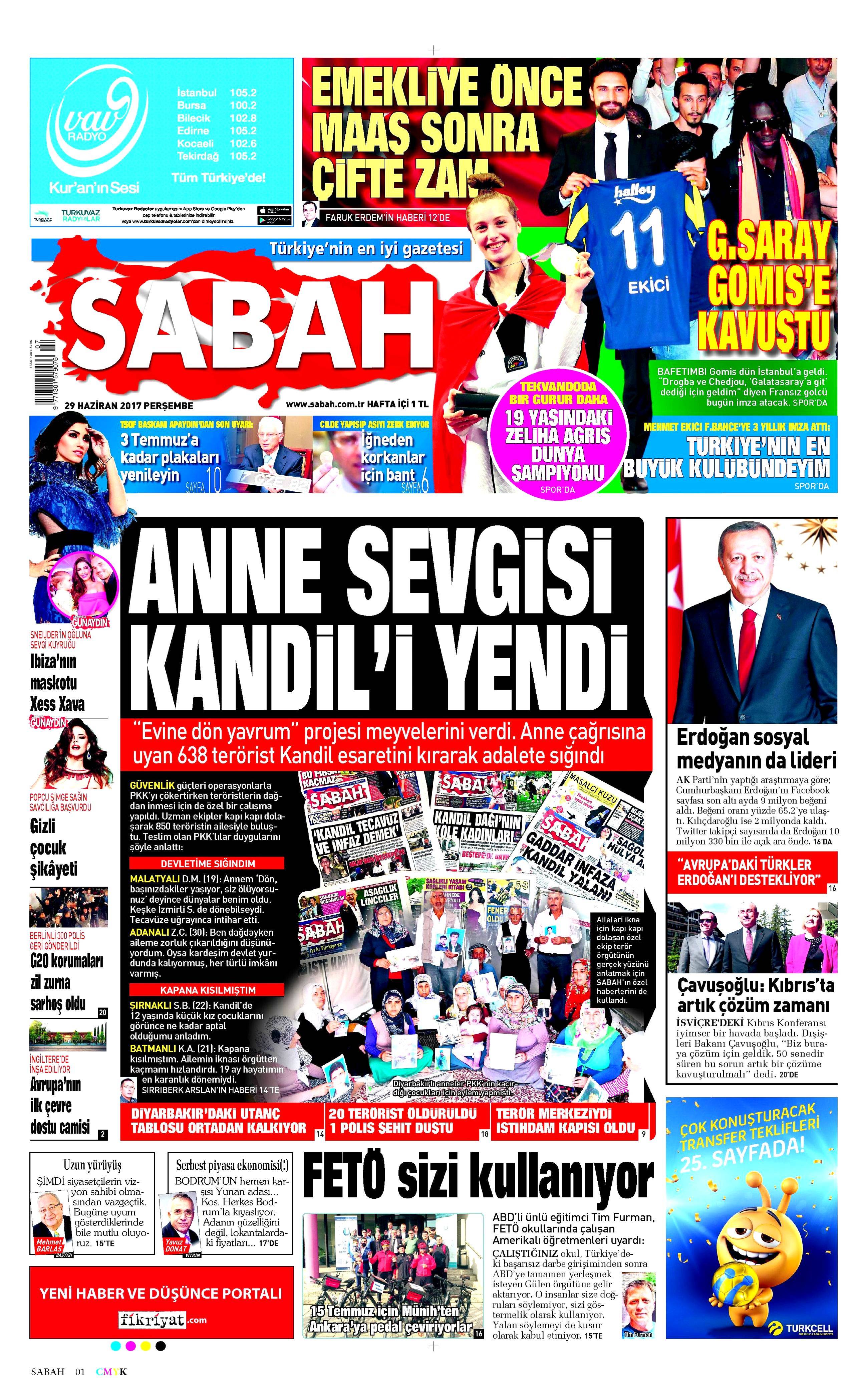 29 Haziran 2017 Perşembe gazete manşetleri - 18