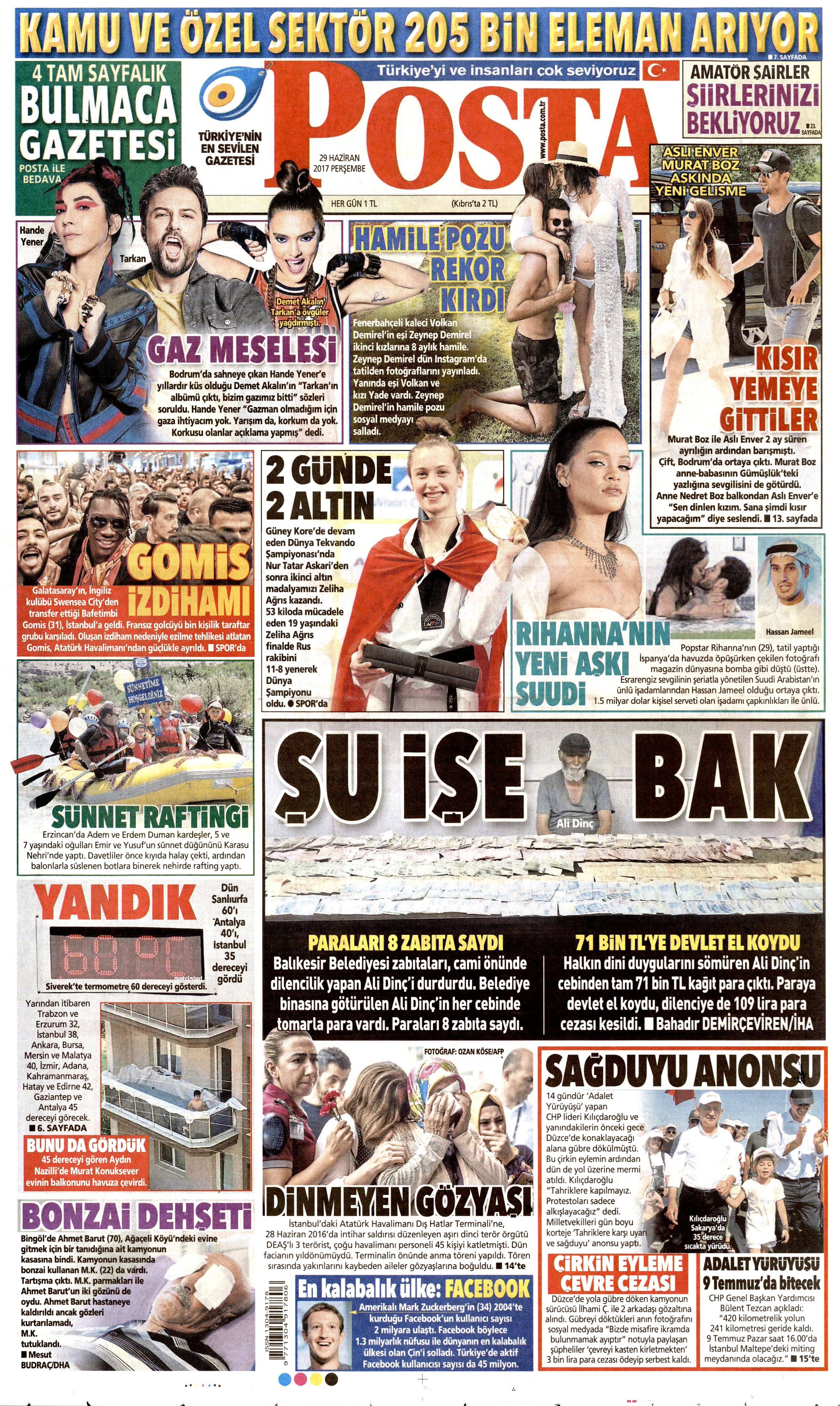 29 Haziran 2017 Perşembe gazete manşetleri - 17