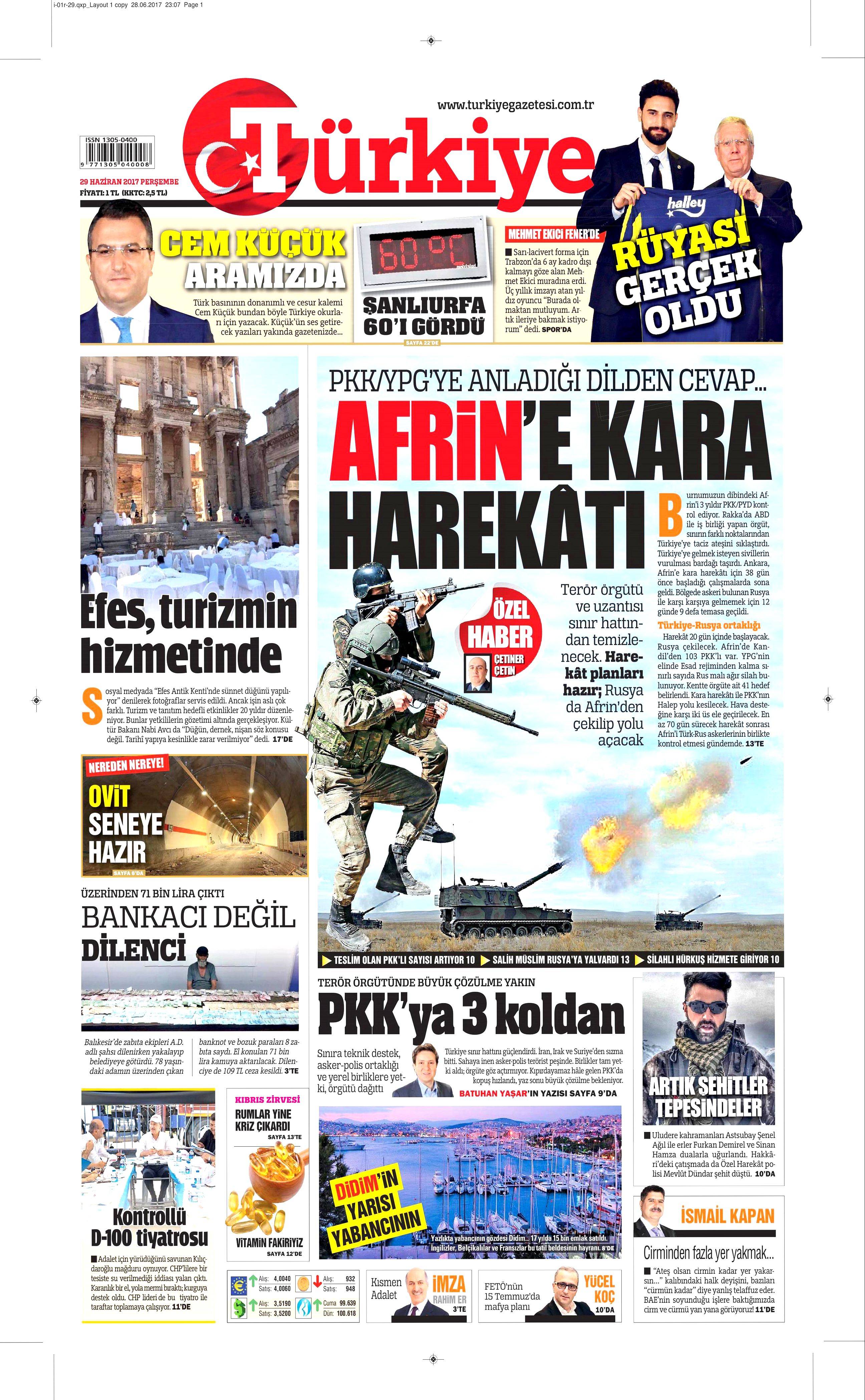 29 Haziran 2017 Perşembe gazete manşetleri - 22