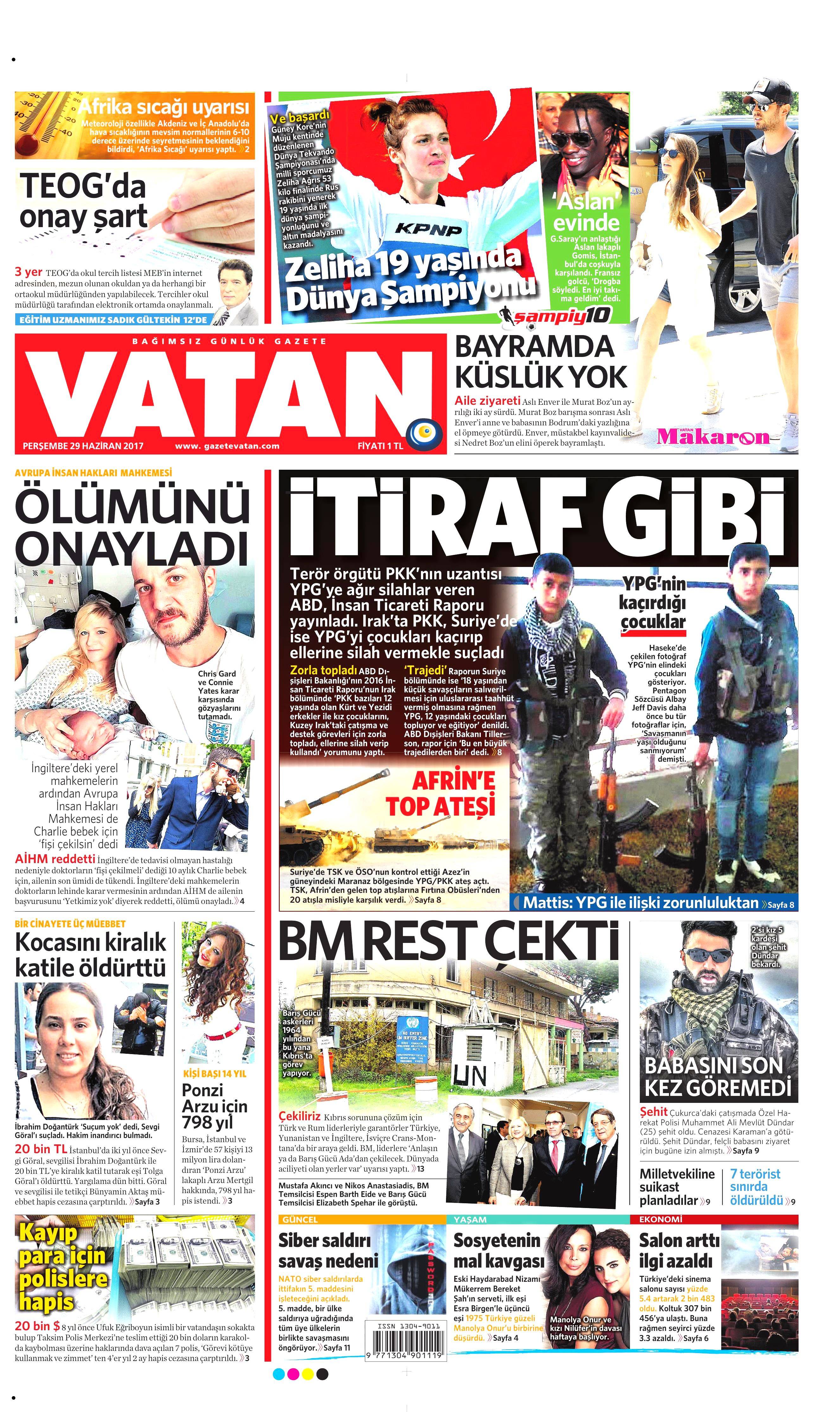 29 Haziran 2017 Perşembe gazete manşetleri - 23