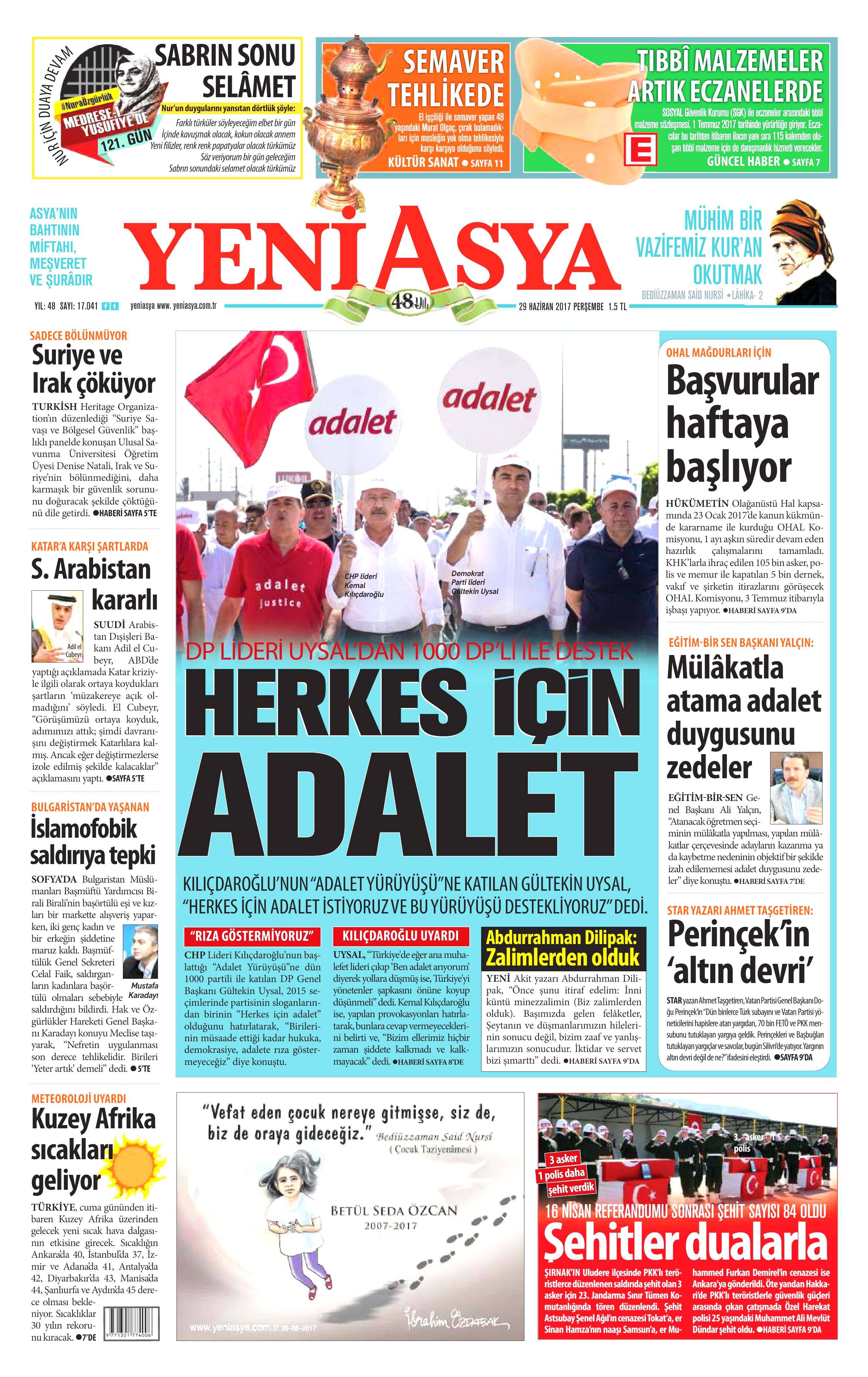 29 Haziran 2017 Perşembe gazete manşetleri - 24