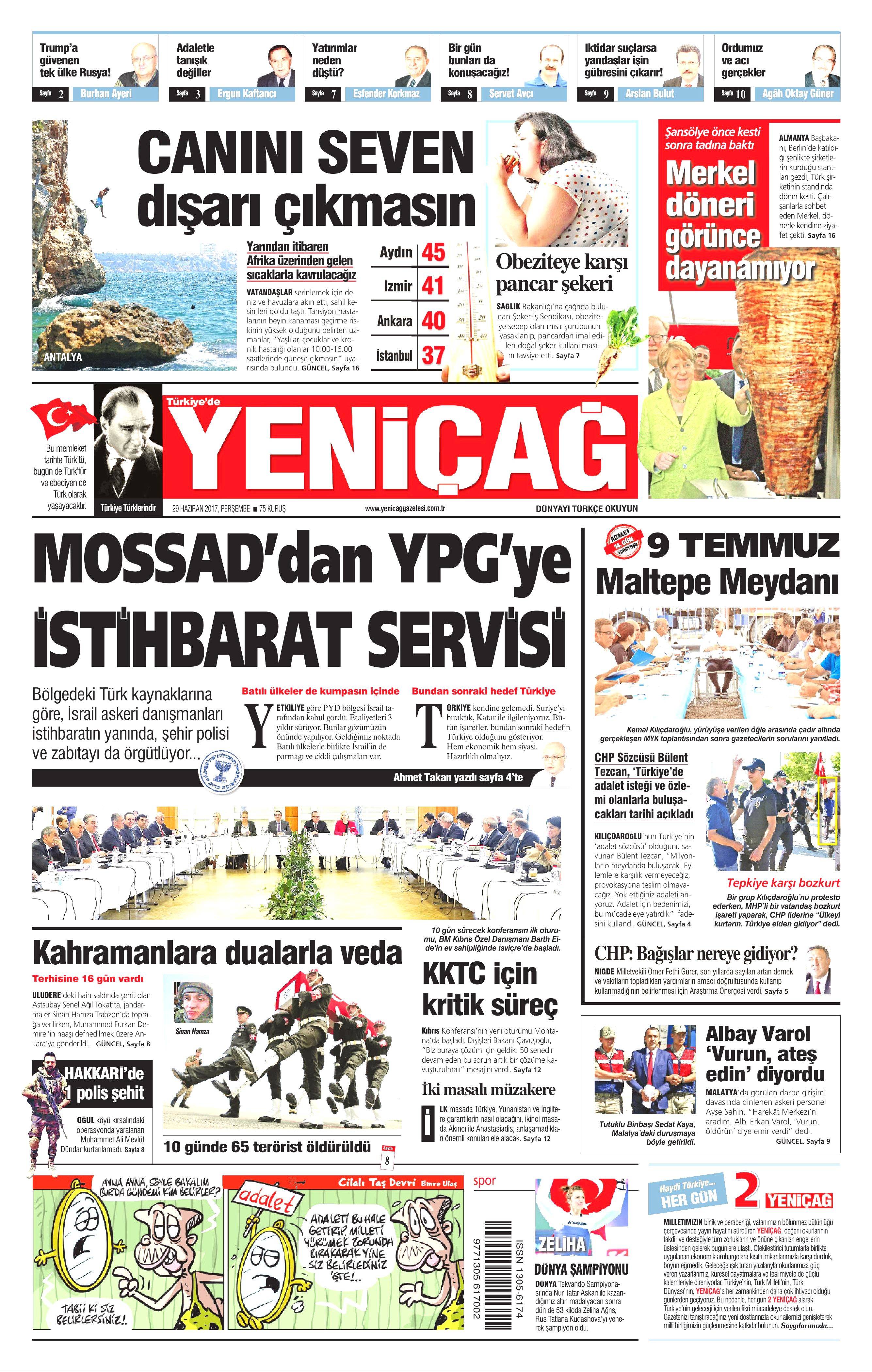 29 Haziran 2017 Perşembe gazete manşetleri - 26
