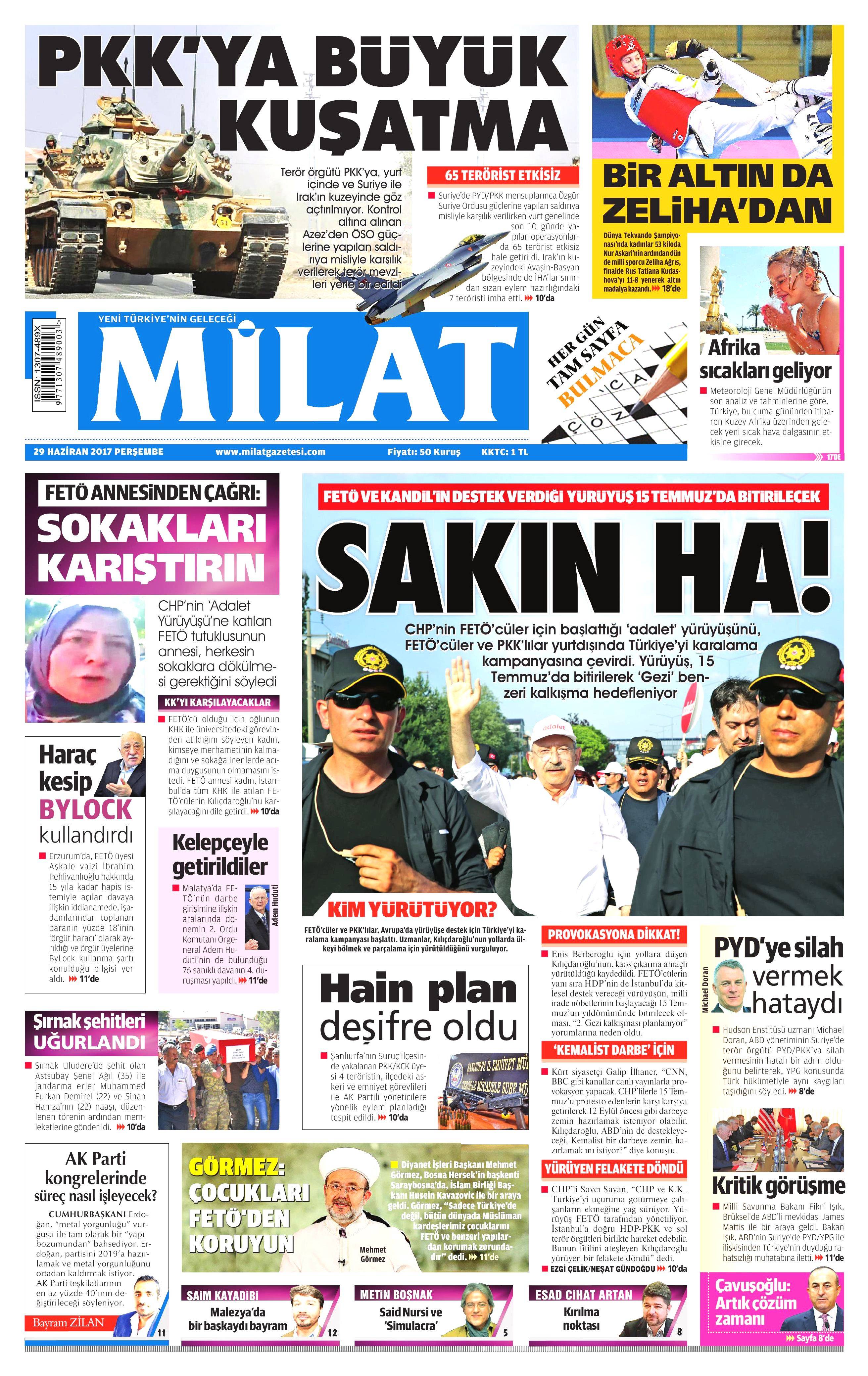 29 Haziran 2017 Perşembe gazete manşetleri - 13