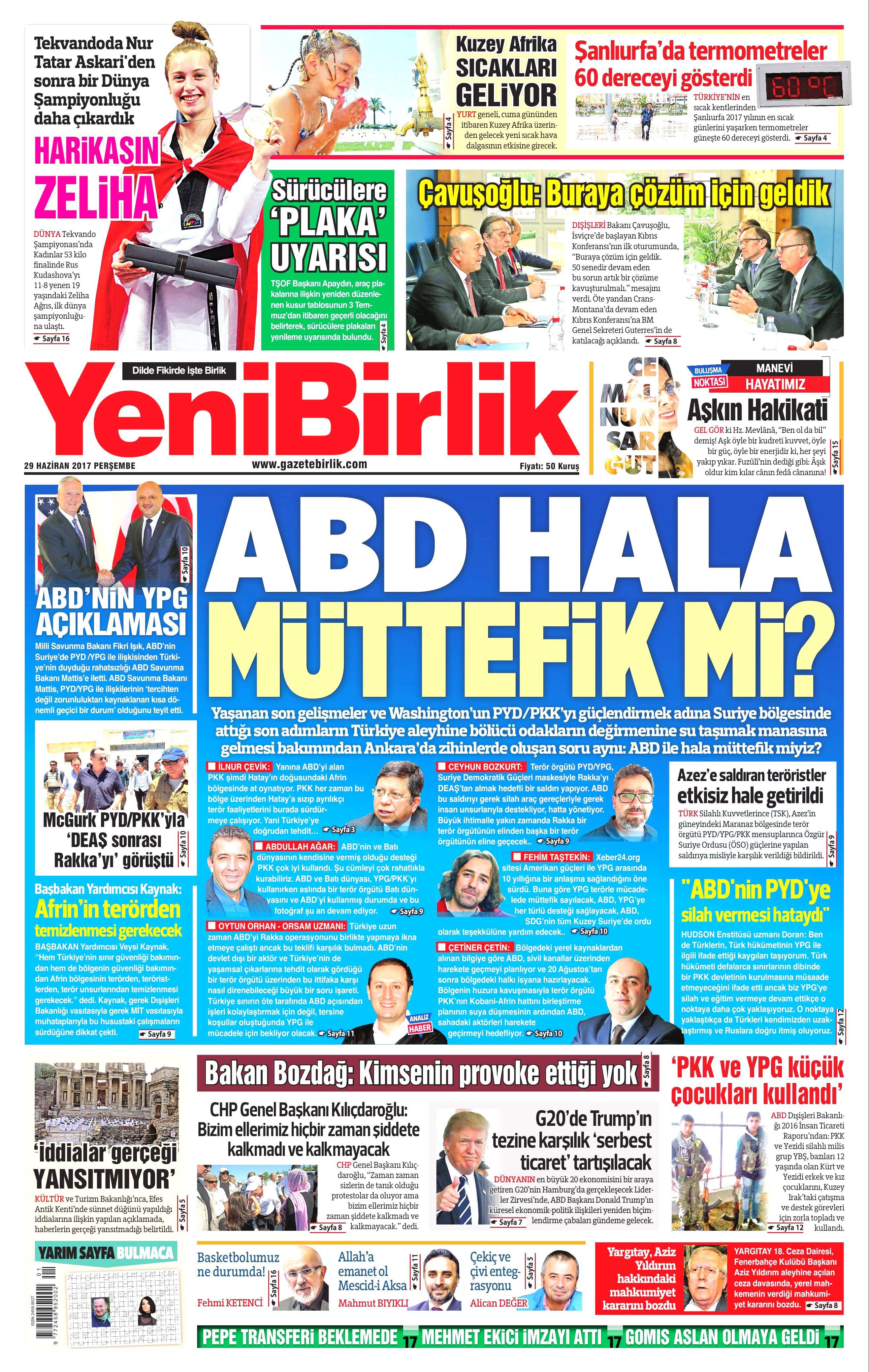 29 Haziran 2017 Perşembe gazete manşetleri - 25