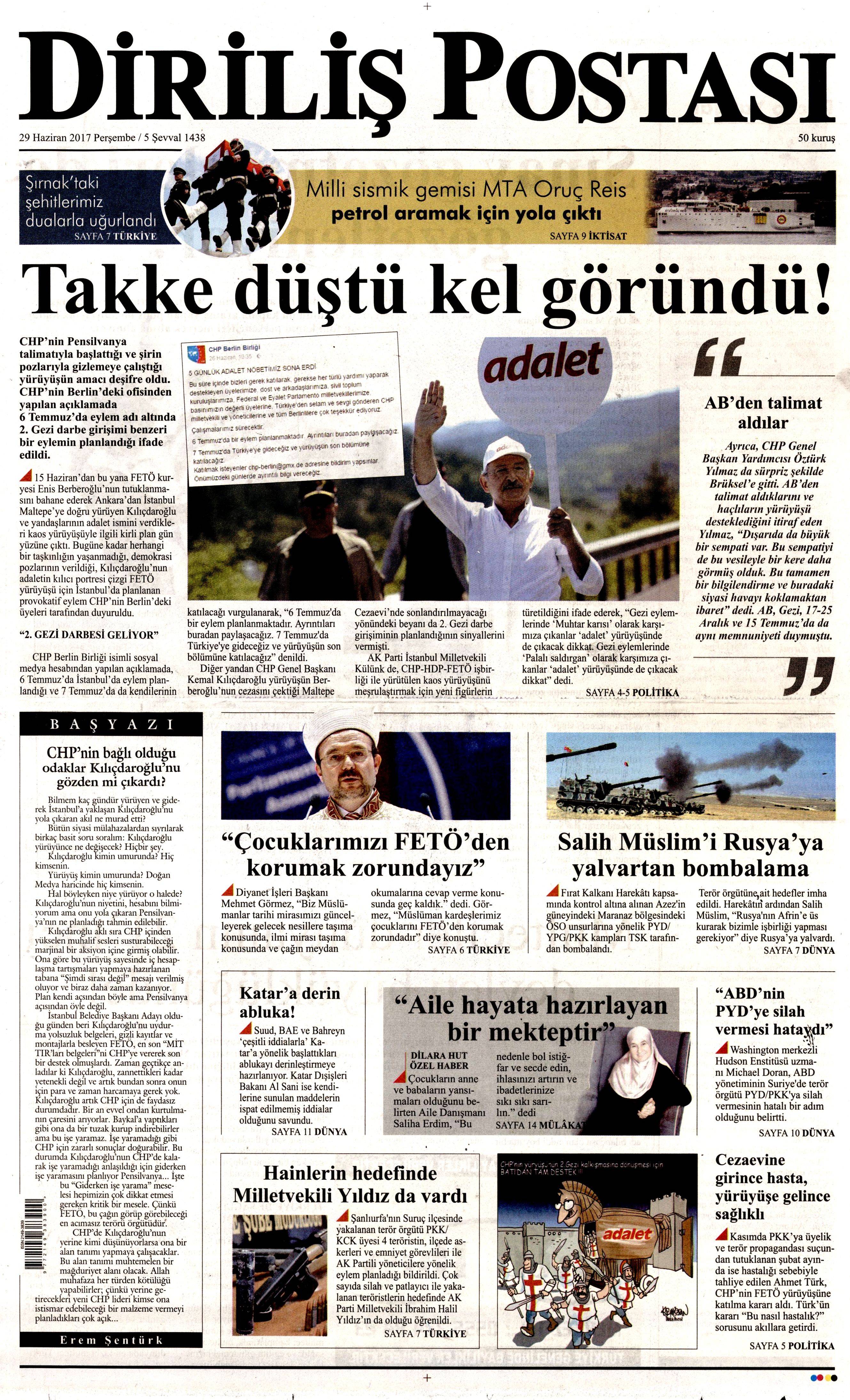 29 Haziran 2017 Perşembe gazete manşetleri - 6