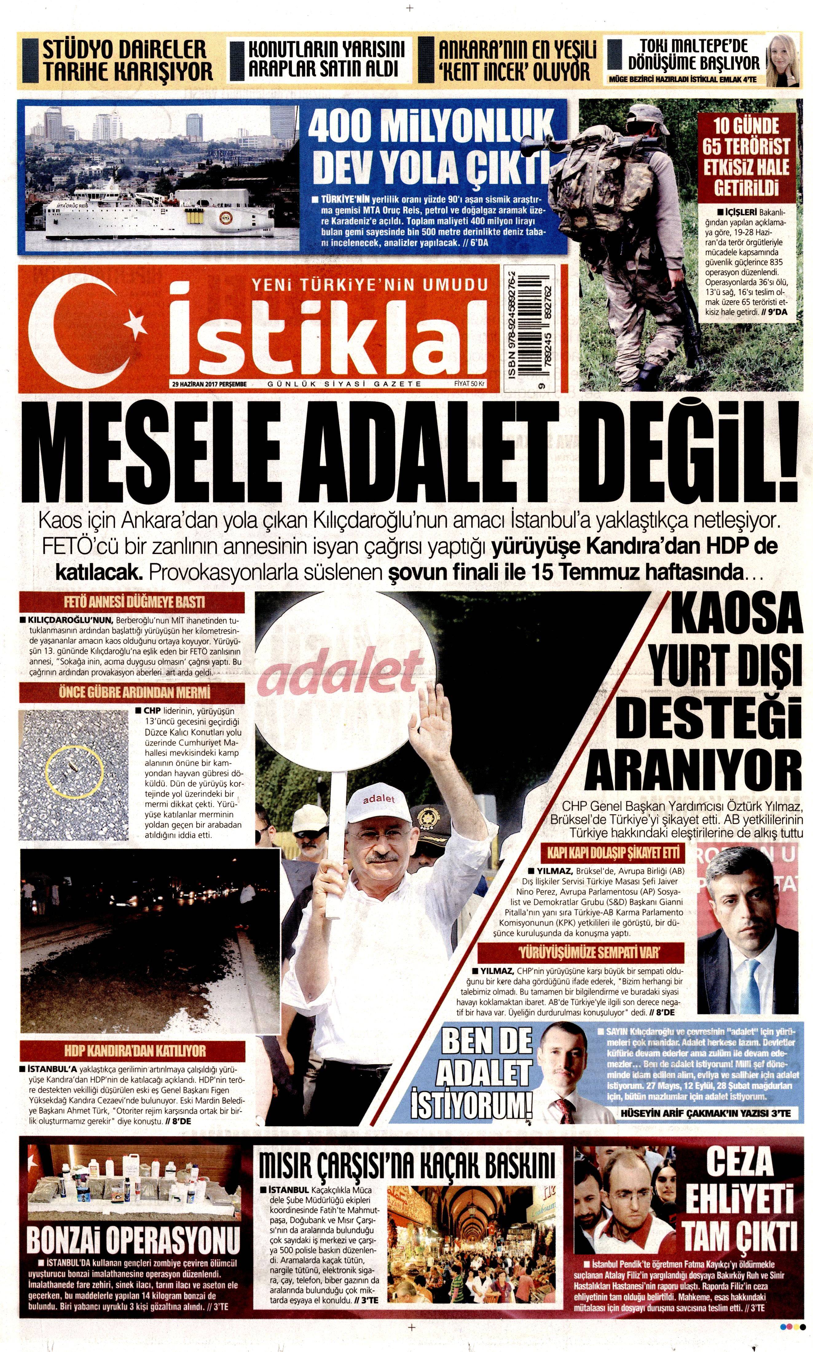 29 Haziran 2017 Perşembe gazete manşetleri - 11