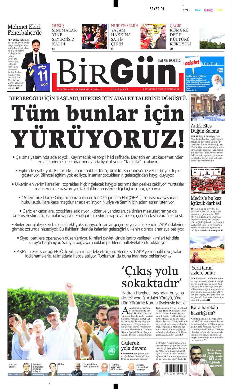 29 Haziran 2017 Perşembe gazete manşetleri - 4