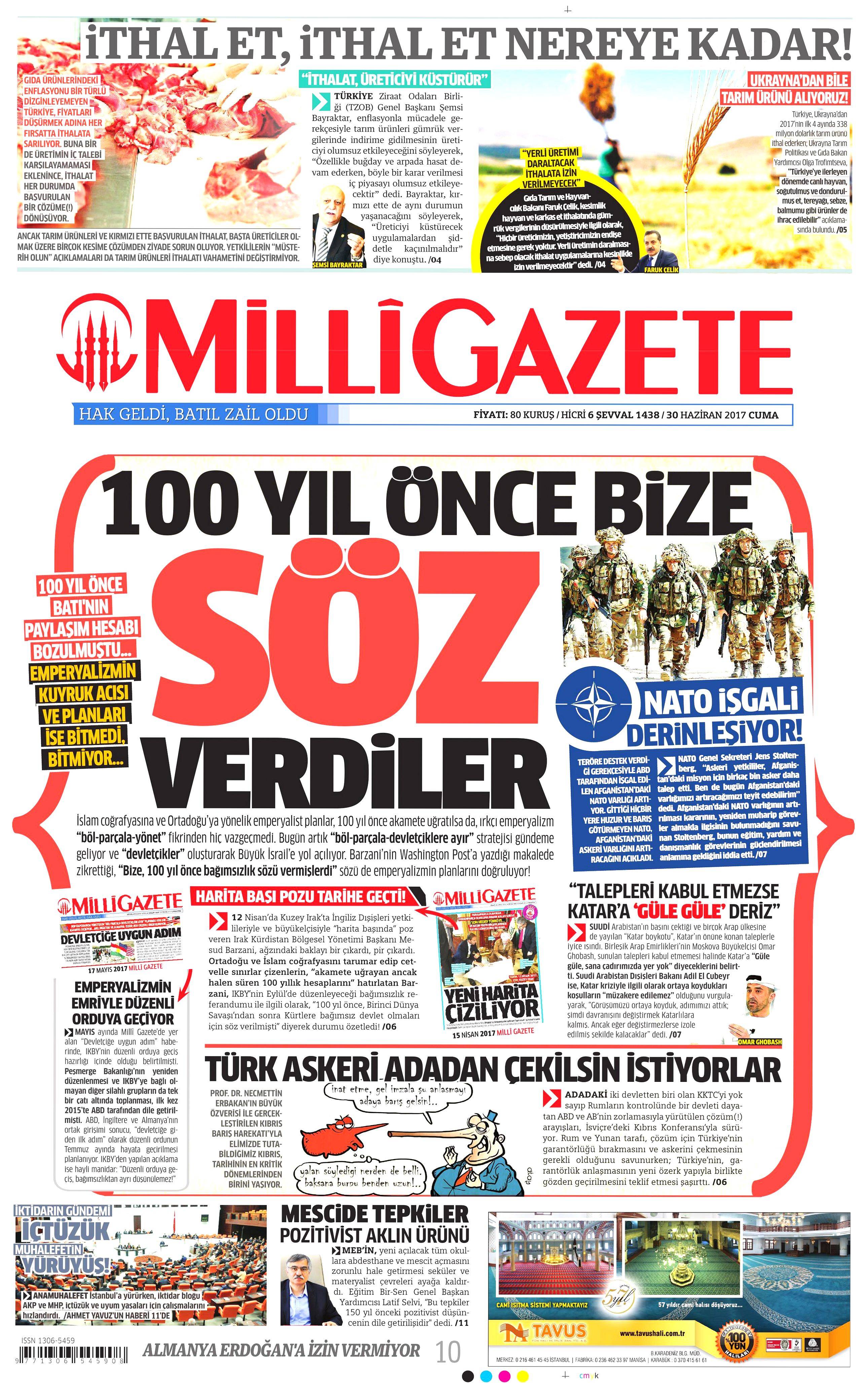 30 Haziran 2017 Cuma gazete manşetleri - 14