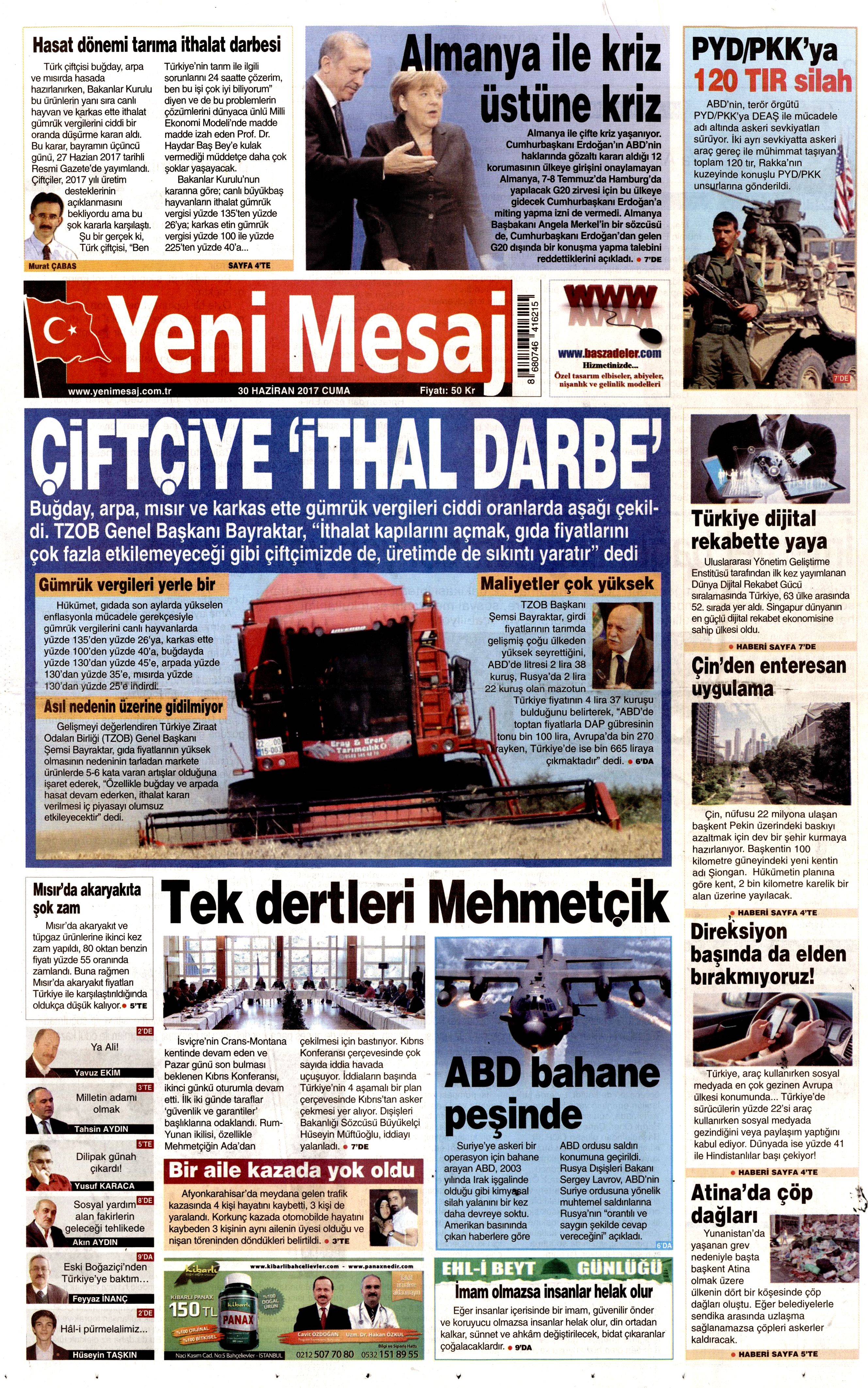 30 Haziran 2017 Cuma gazete manşetleri - 27