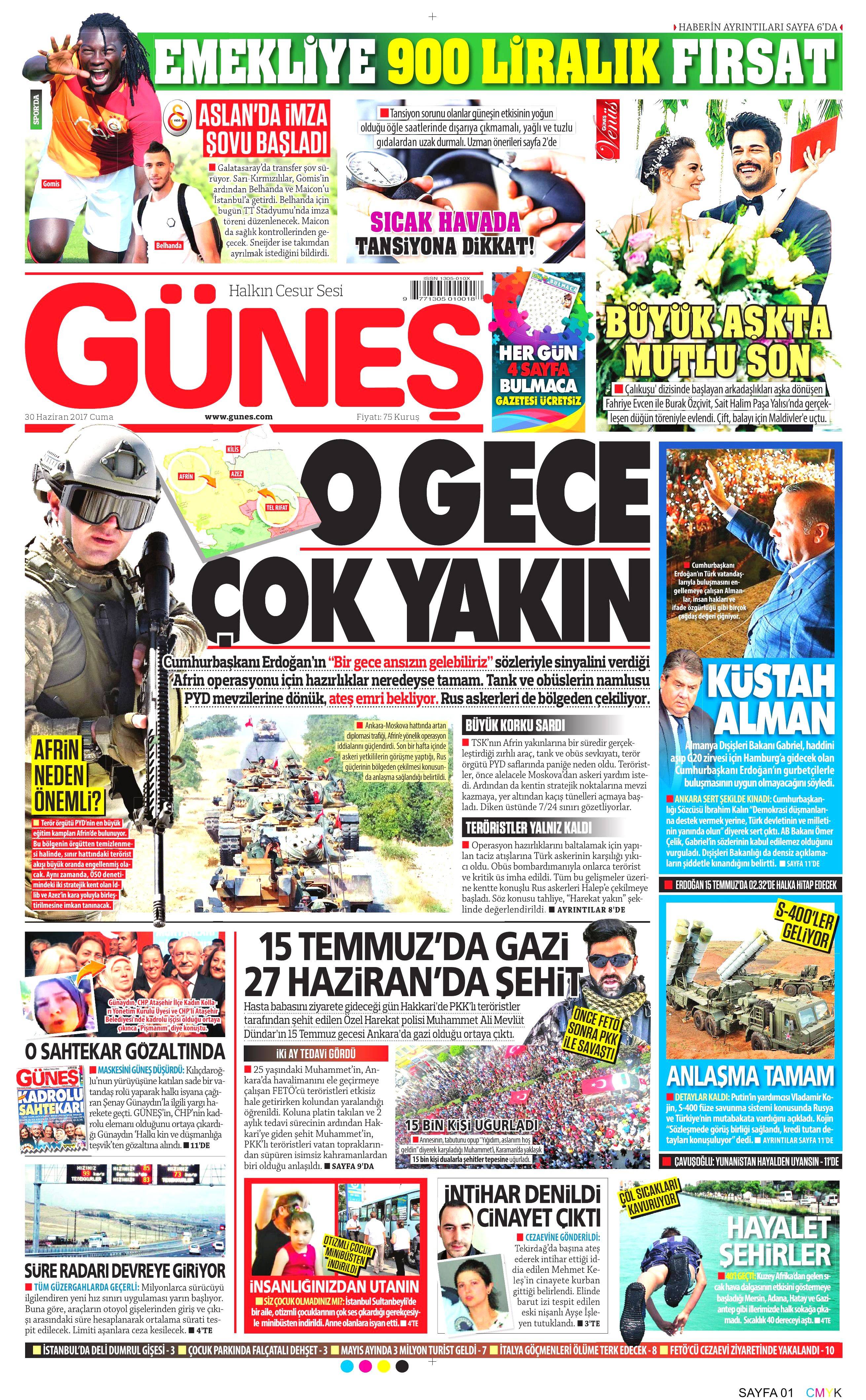 30 Haziran 2017 Cuma gazete manşetleri - 8