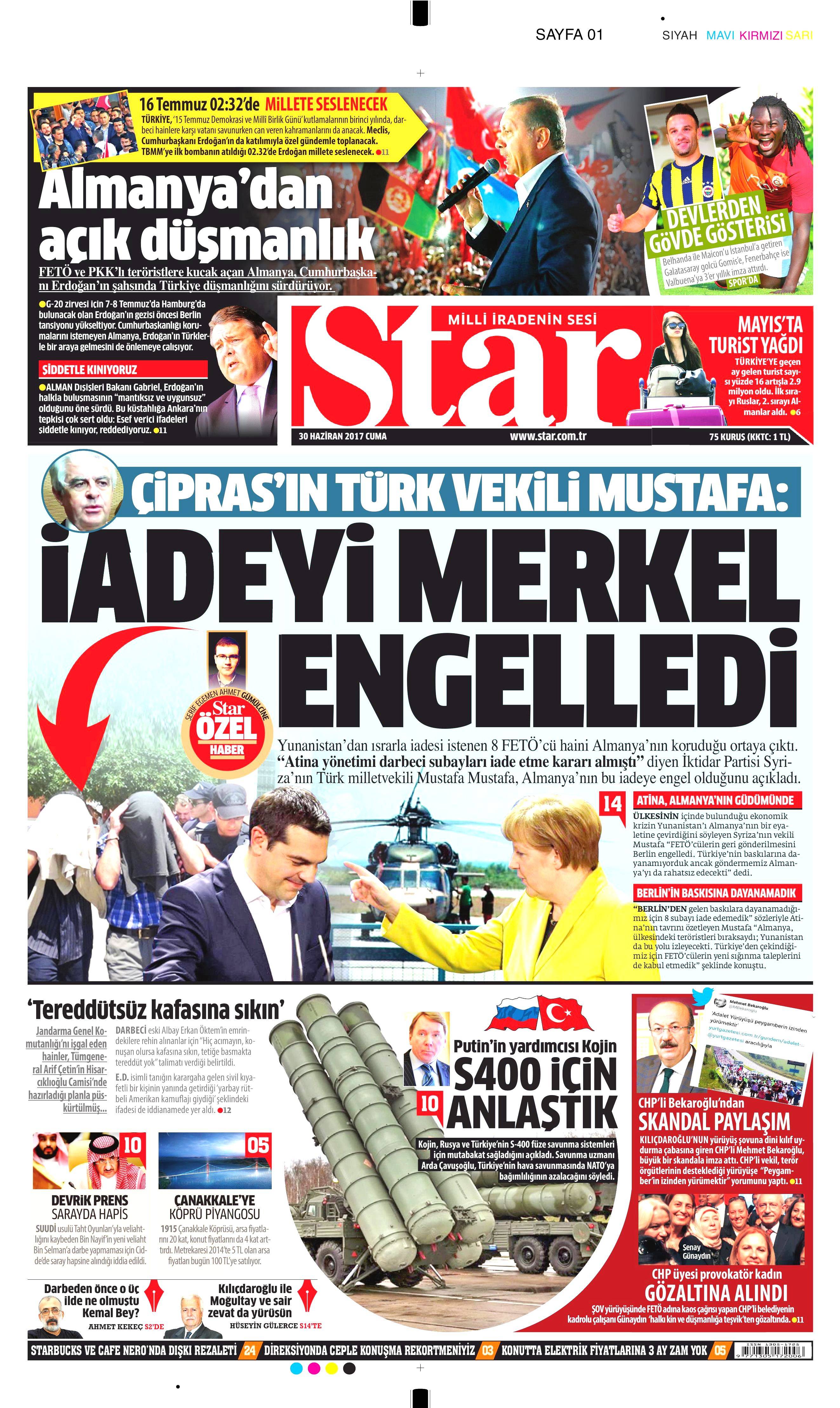 30 Haziran 2017 Cuma gazete manşetleri - 20