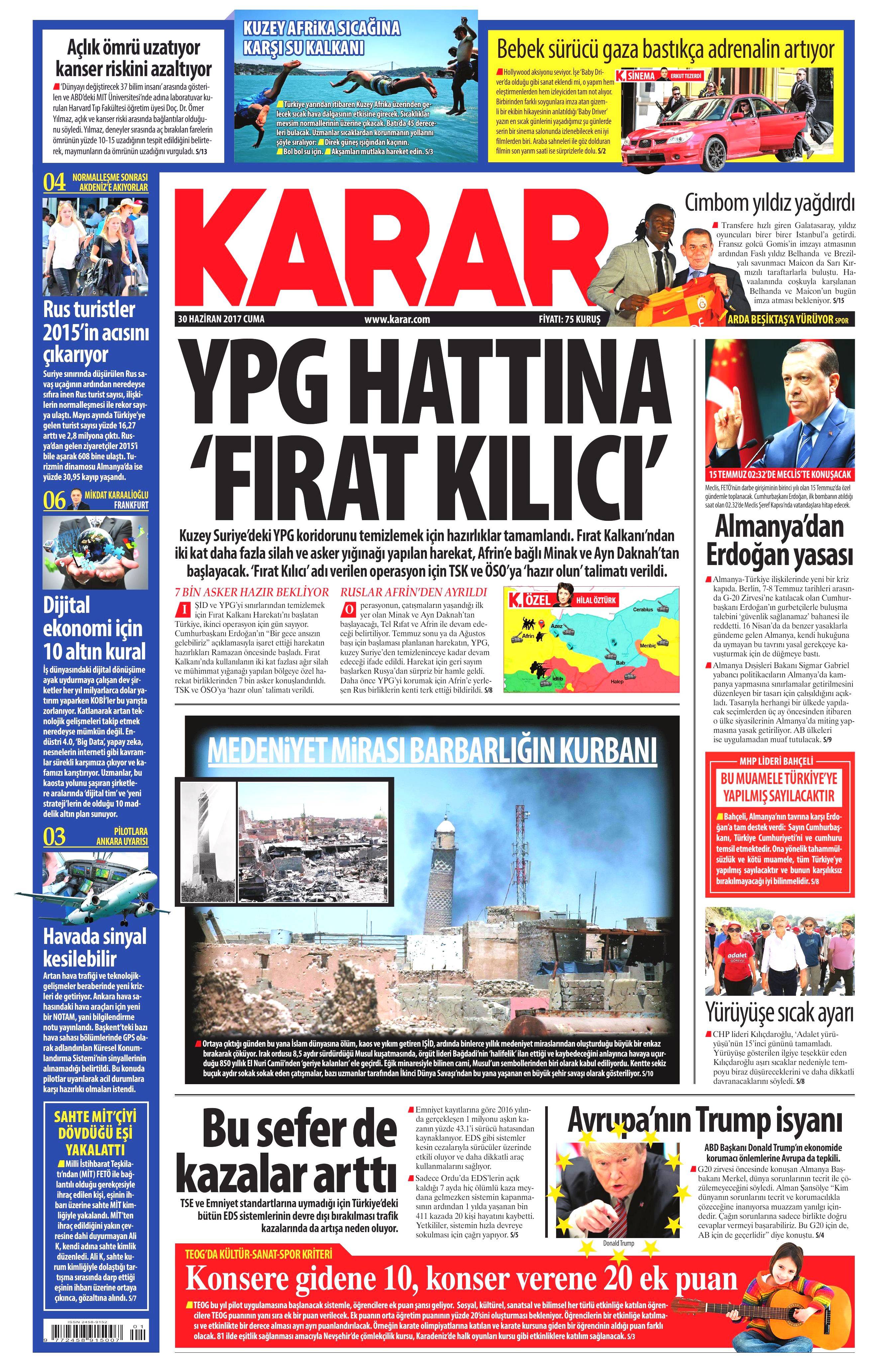 30 Haziran 2017 Cuma gazete manşetleri - 12