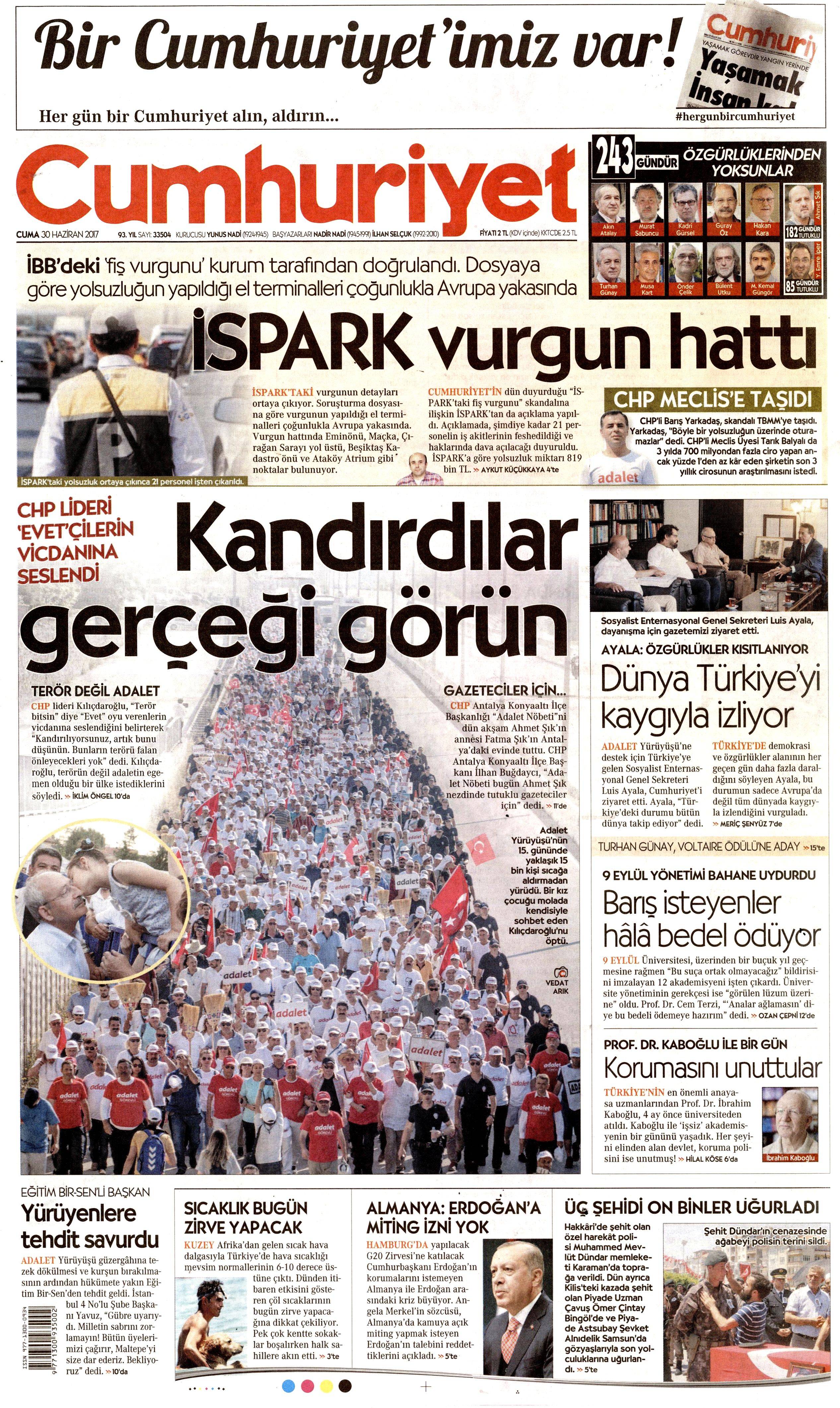 30 Haziran 2017 Cuma gazete manşetleri - 5