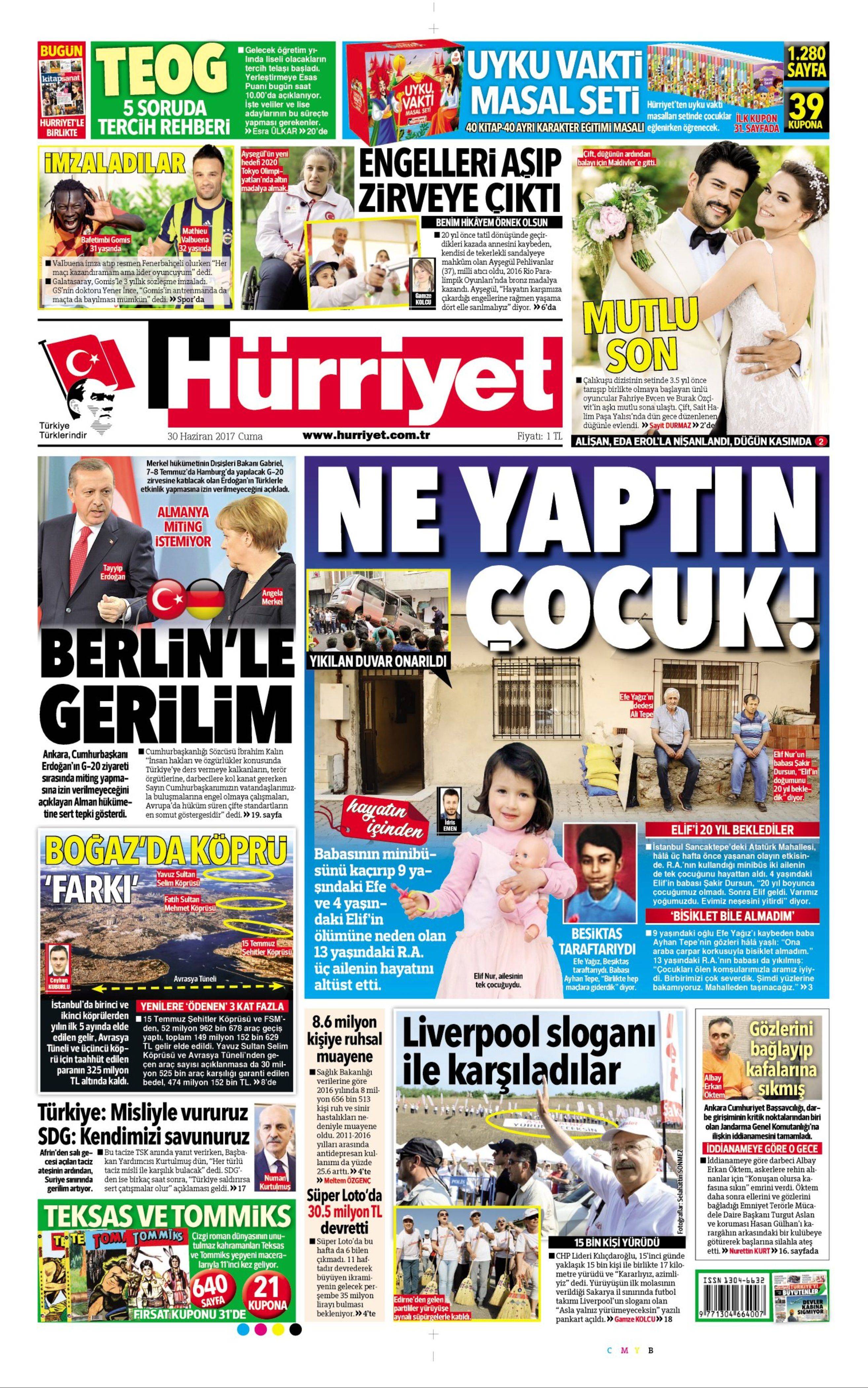 30 Haziran 2017 Cuma gazete manşetleri - 10