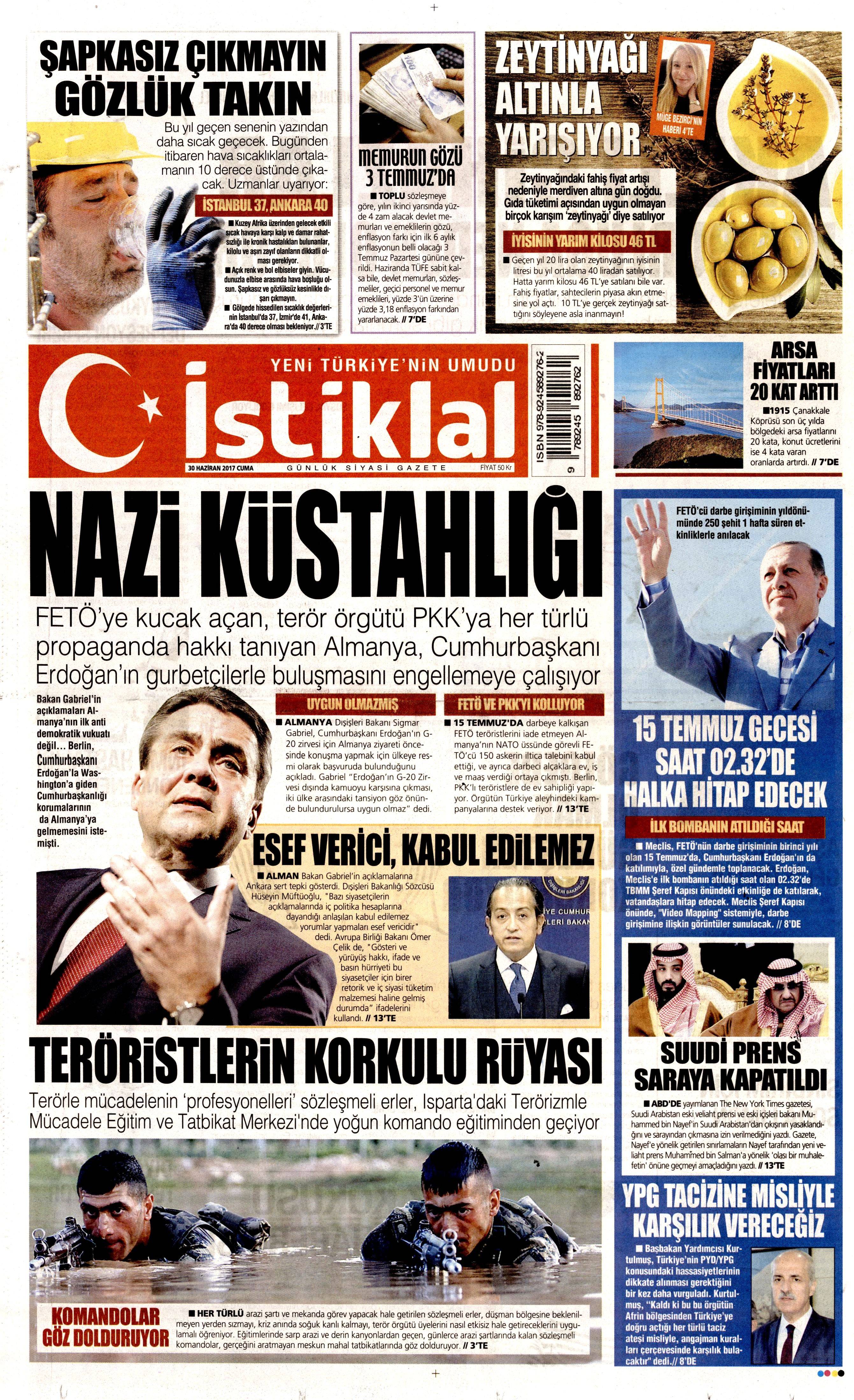 30 Haziran 2017 Cuma gazete manşetleri - 11