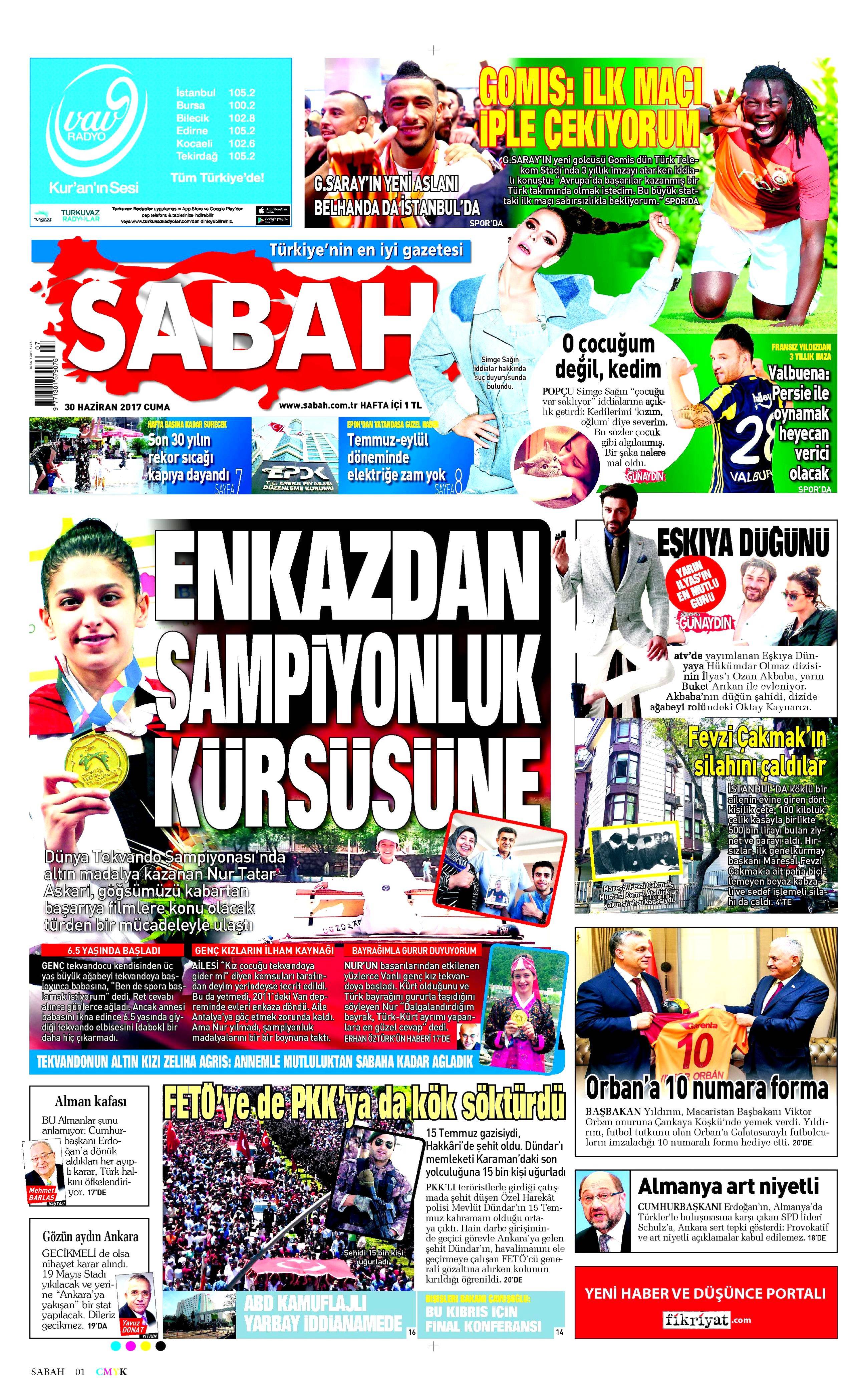 30 Haziran 2017 Cuma gazete manşetleri - 18