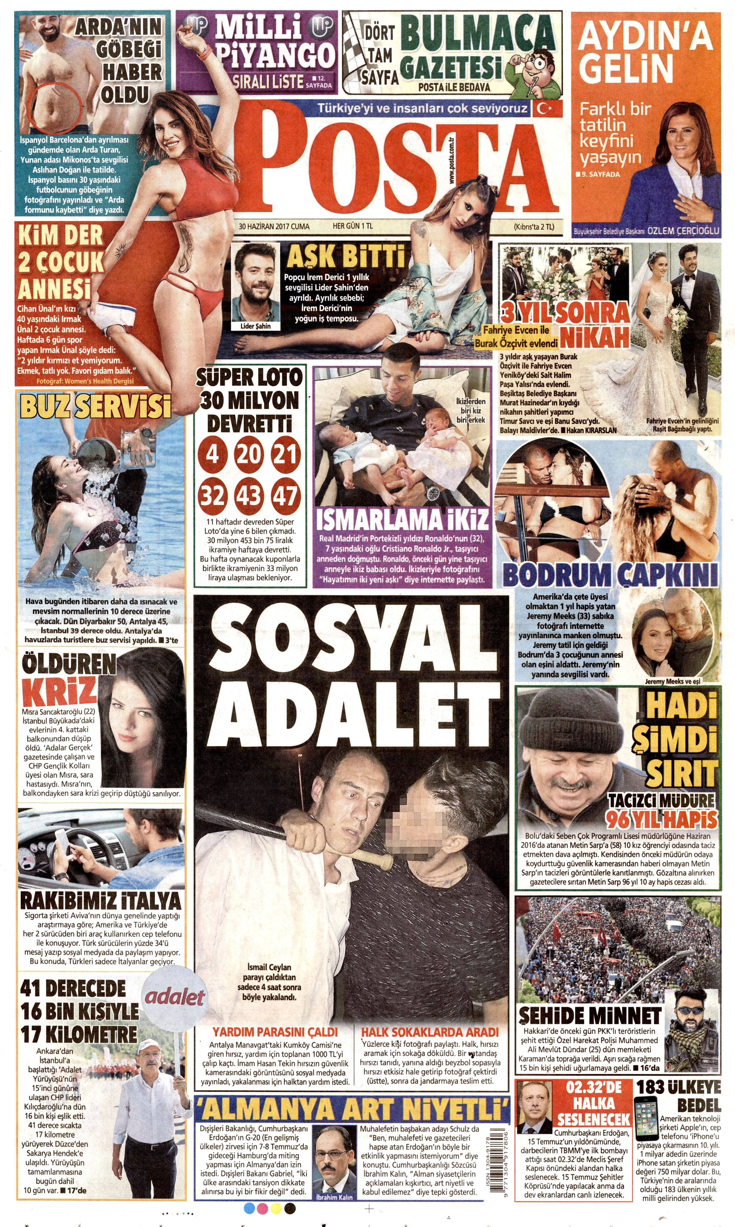 30 Haziran 2017 Cuma gazete manşetleri - 17
