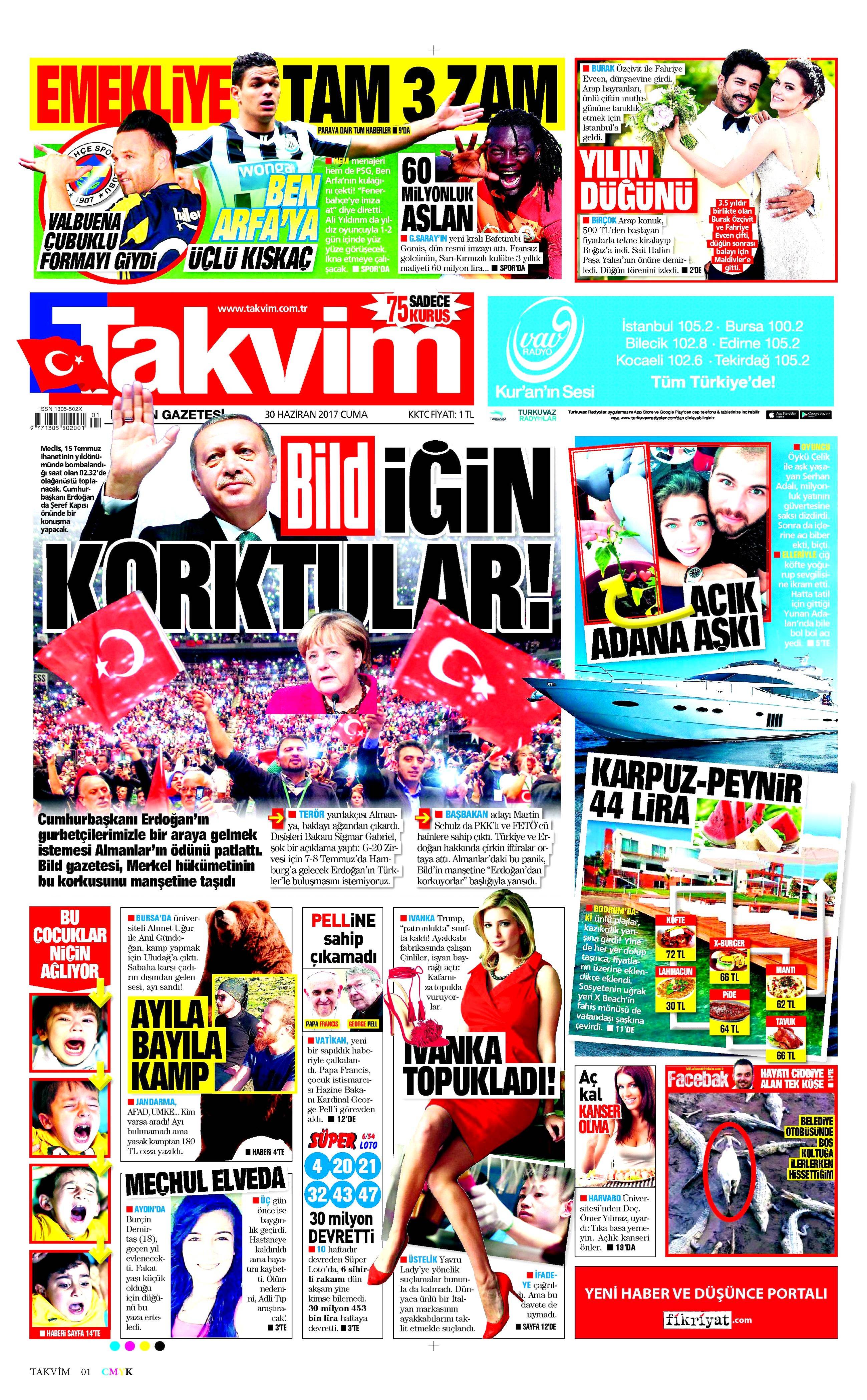 30 Haziran 2017 Cuma gazete manşetleri - 21