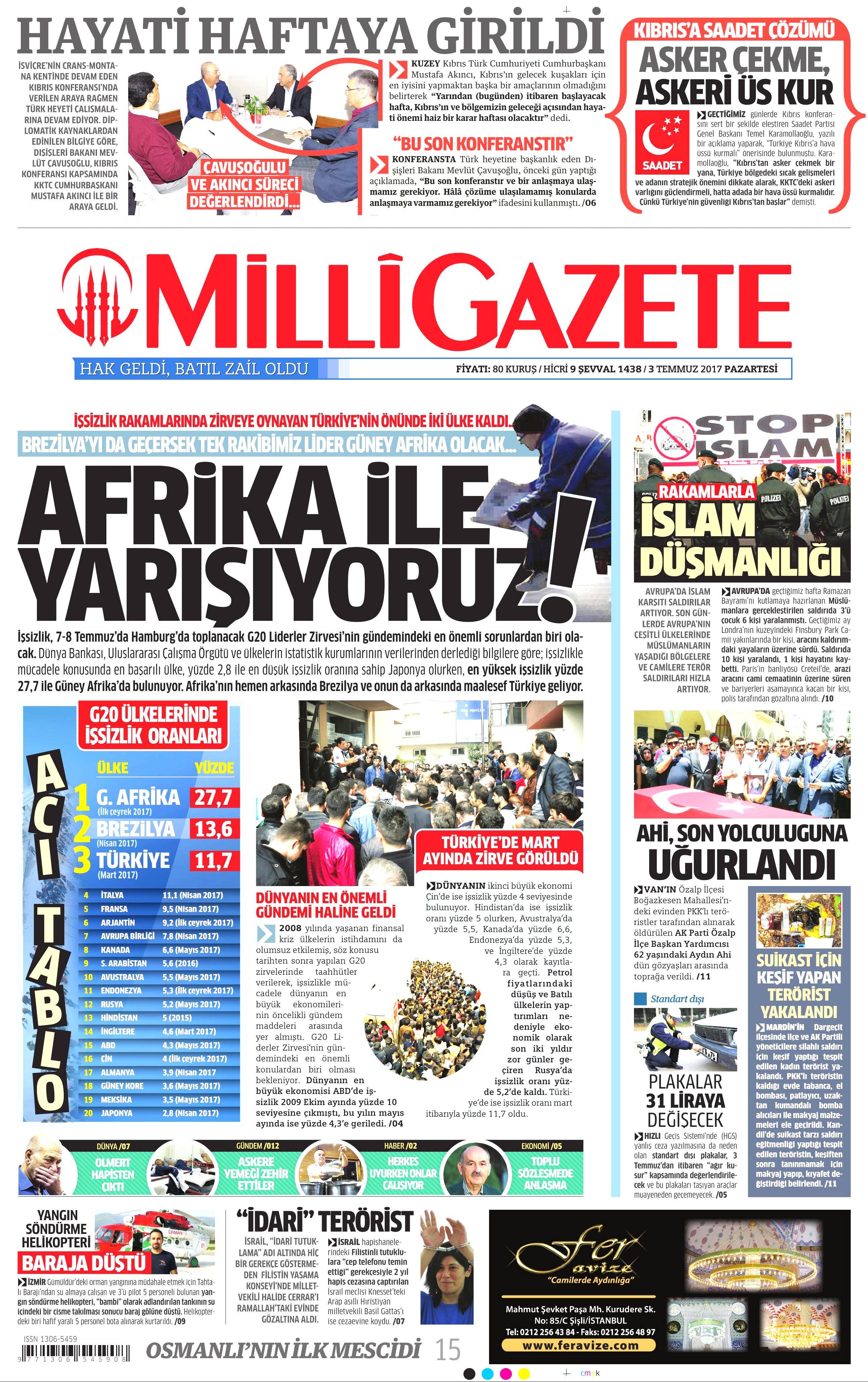 3 Temmuz 2017 Pazartesi gazete manşetleri - 14