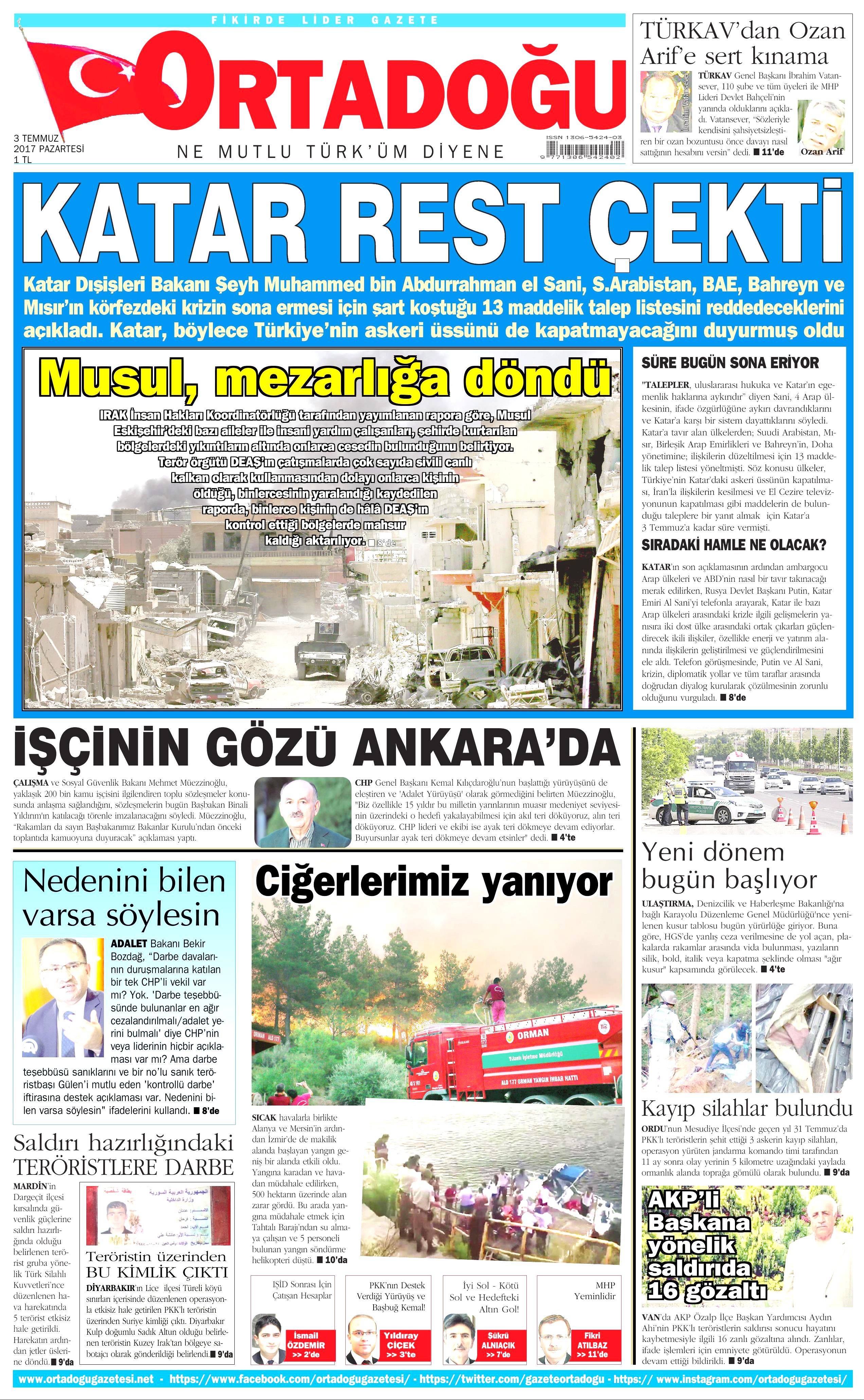 3 Temmuz 2017 Pazartesi gazete manşetleri - 16