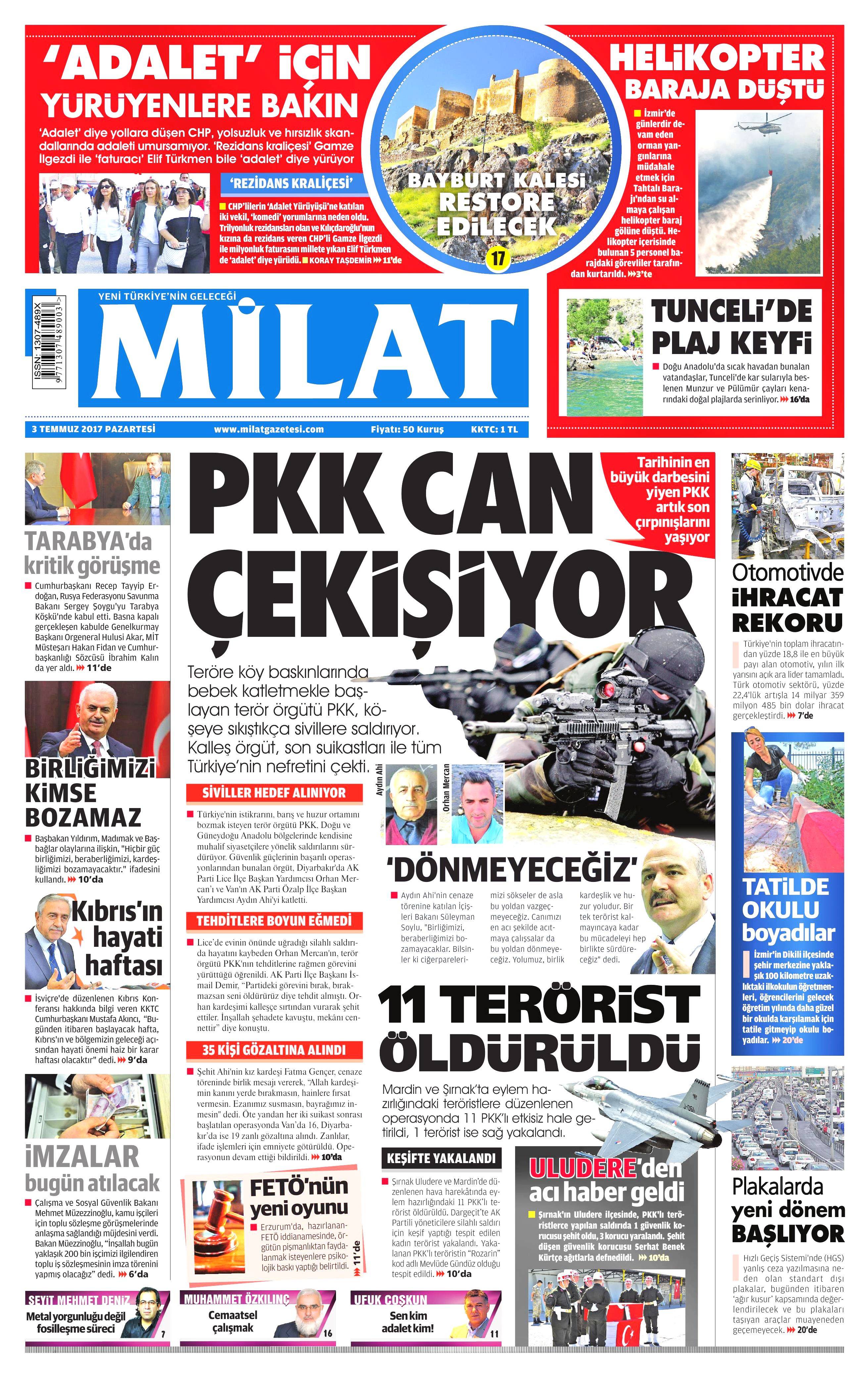 3 Temmuz 2017 Pazartesi gazete manşetleri - 13