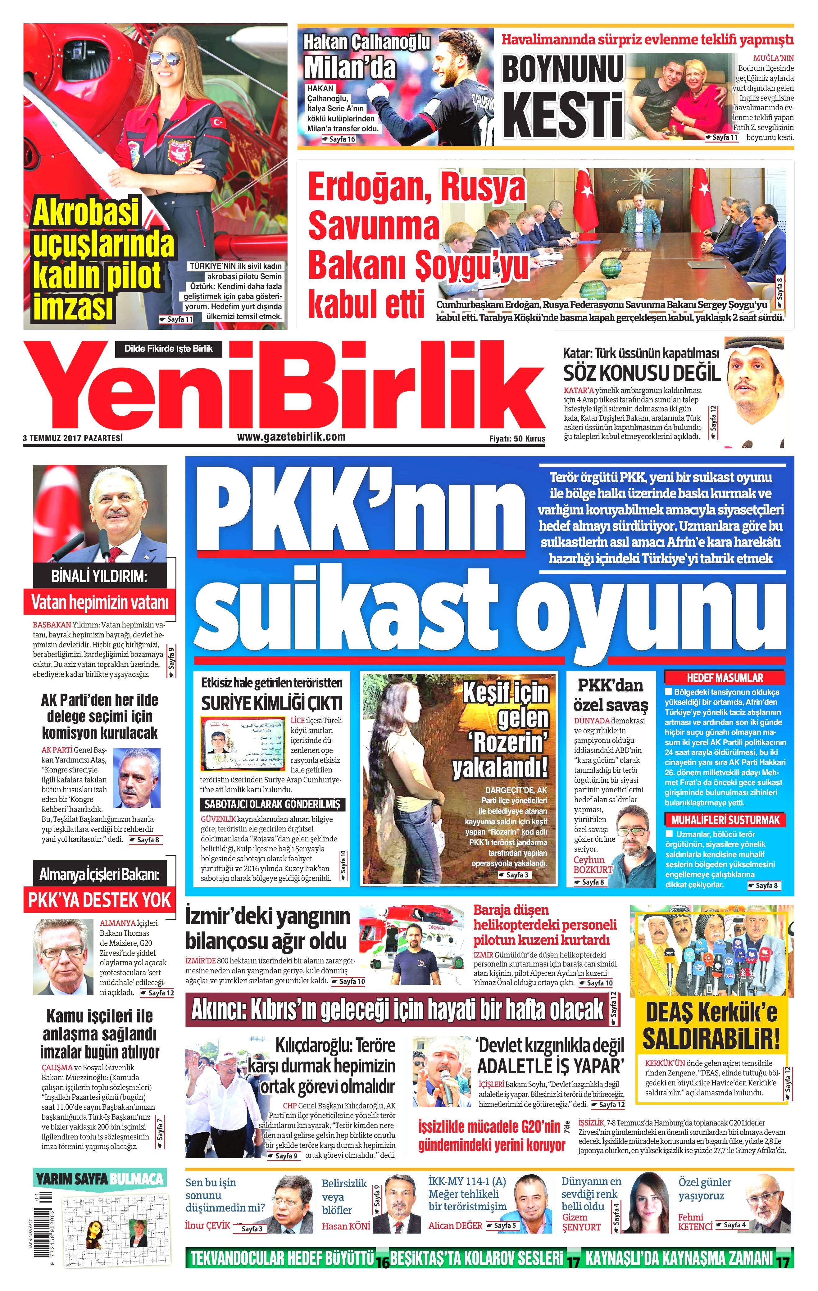 3 Temmuz 2017 Pazartesi gazete manşetleri - 23
