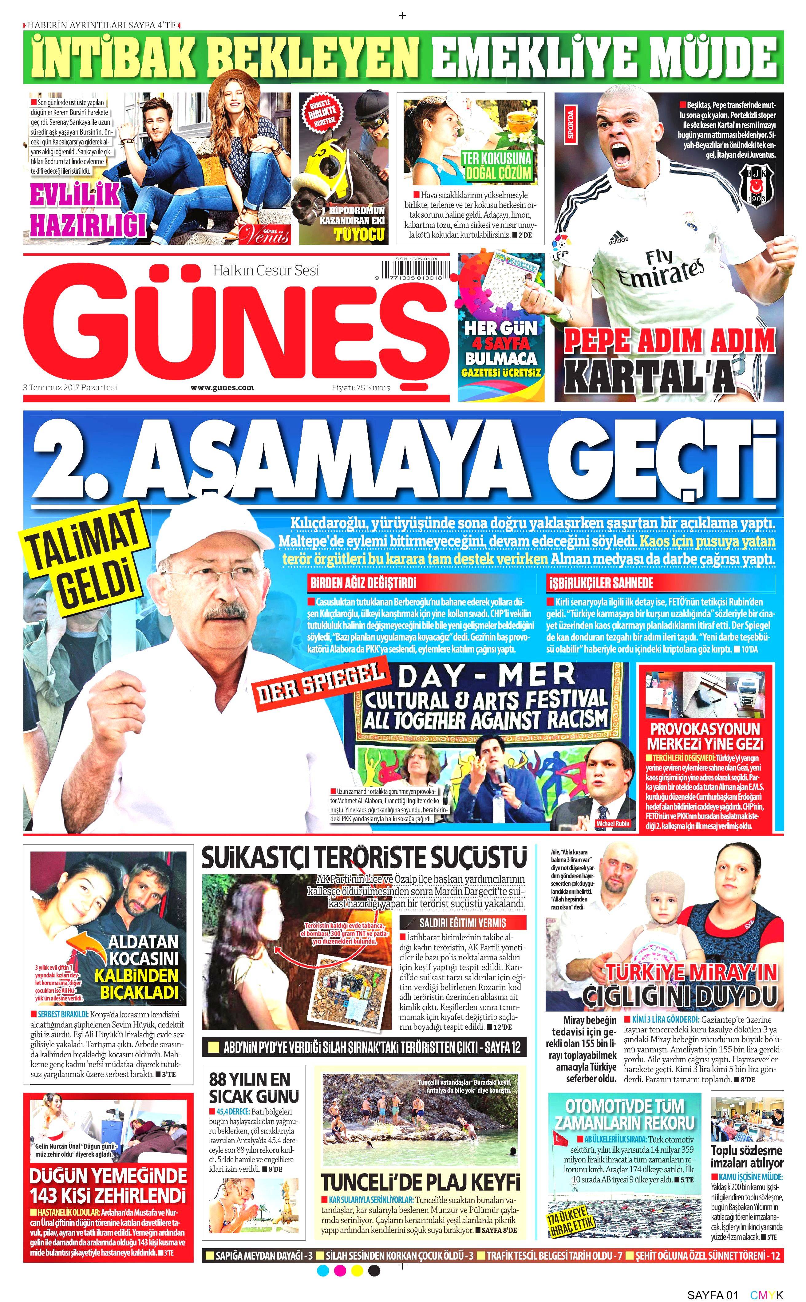 3 Temmuz 2017 Pazartesi gazete manşetleri - 8