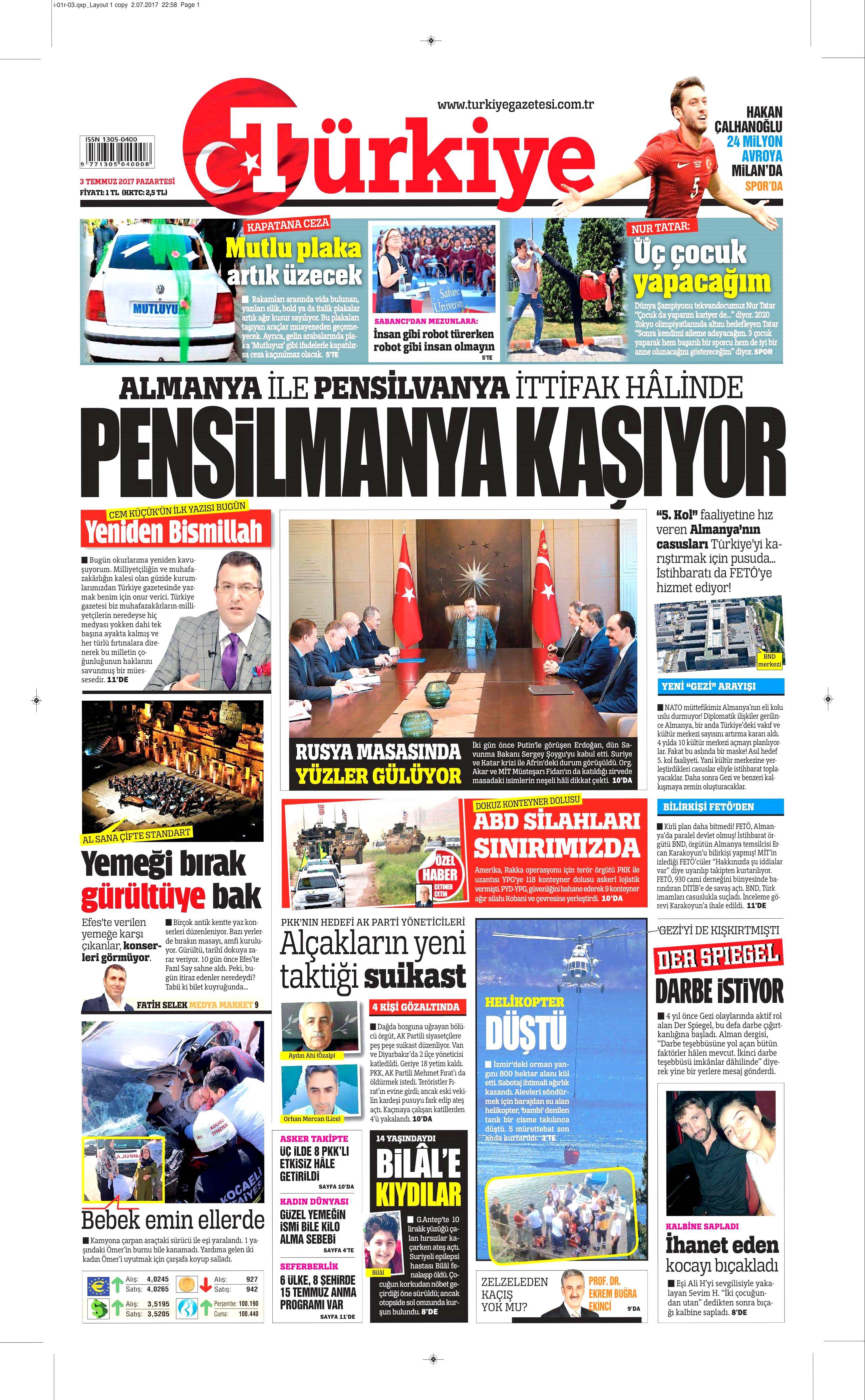 3 Temmuz 2017 Pazartesi gazete manşetleri - 20