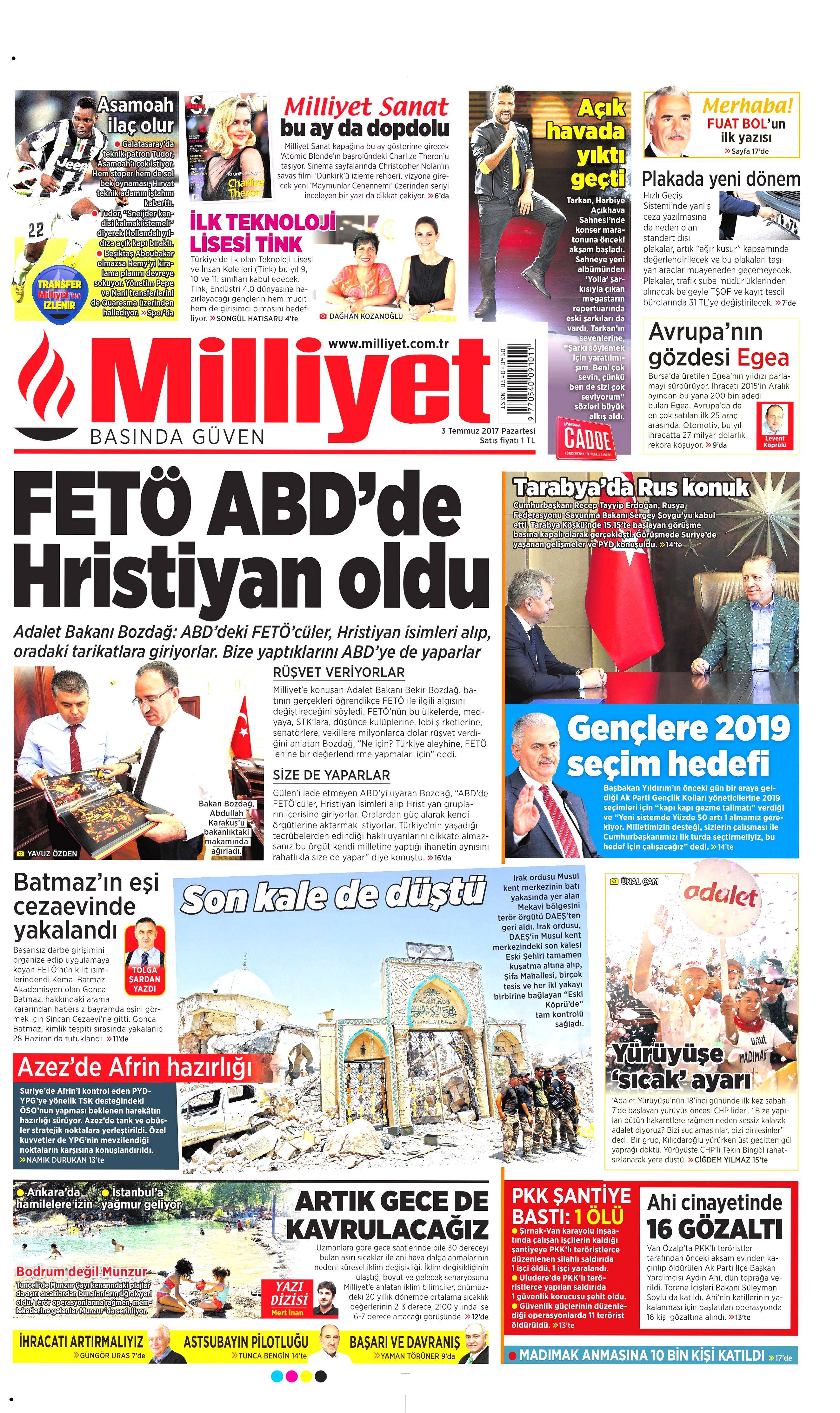 3 Temmuz 2017 Pazartesi gazete manşetleri - 15