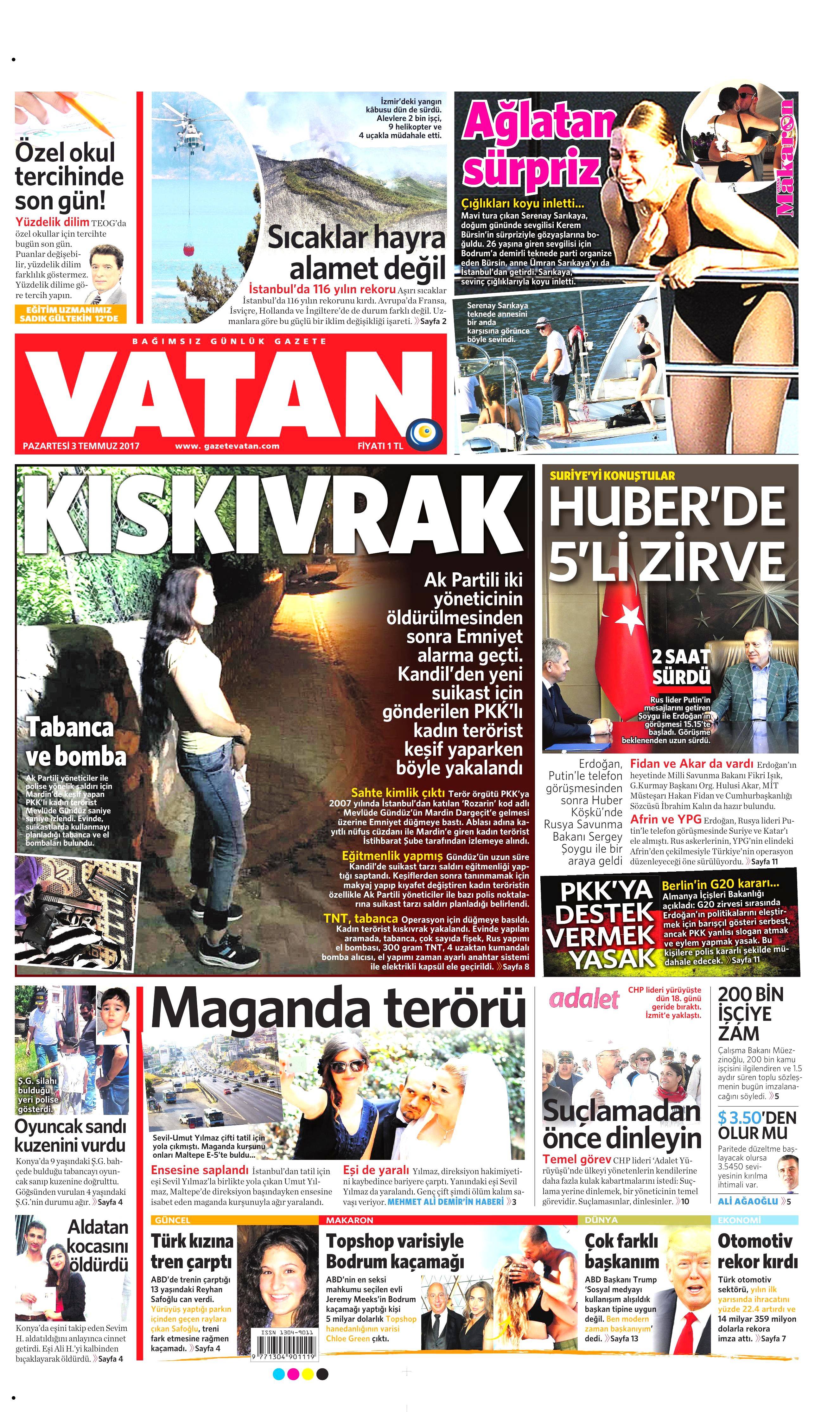 3 Temmuz 2017 Pazartesi gazete manşetleri - 21