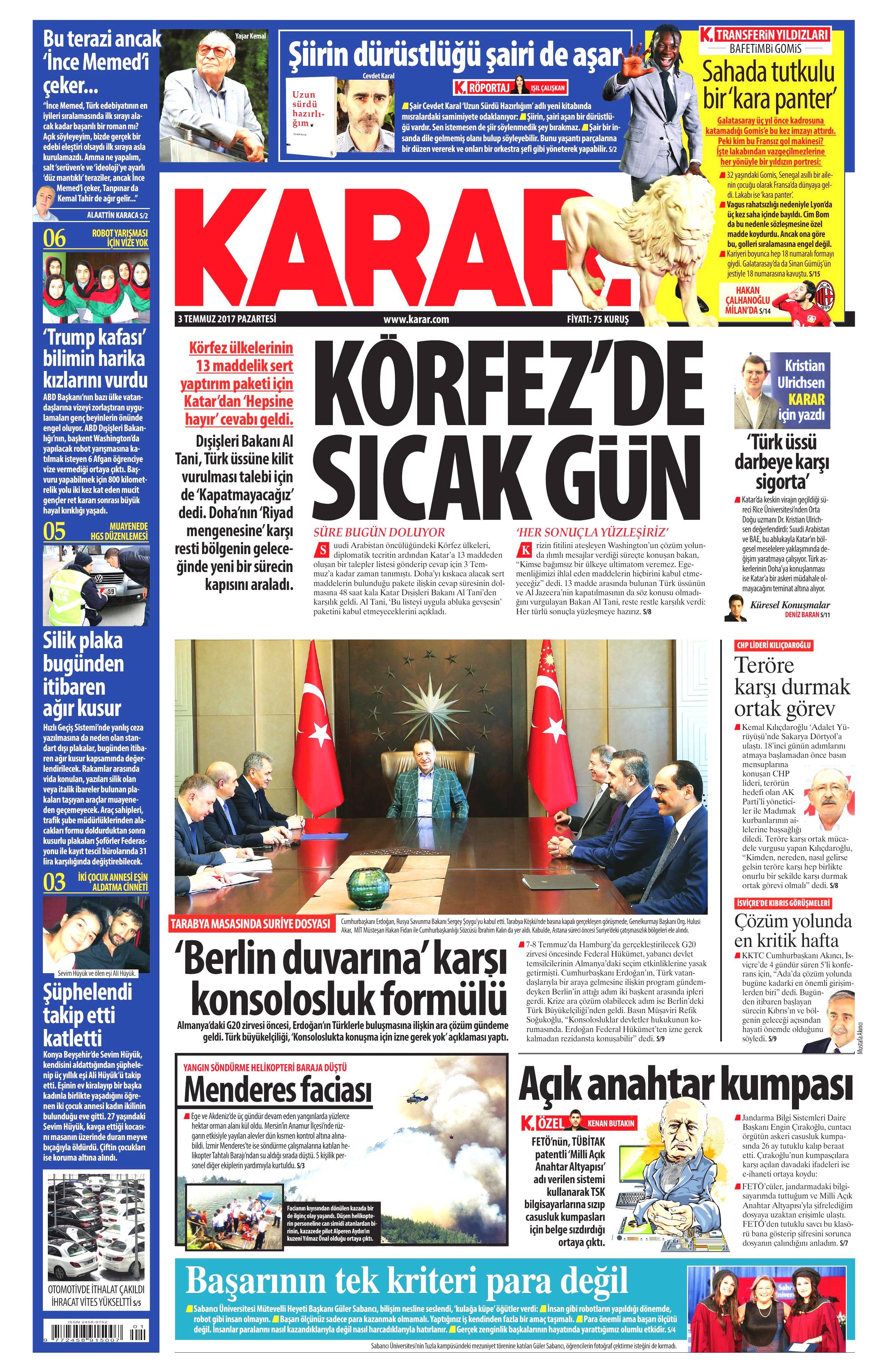 3 Temmuz 2017 Pazartesi gazete manşetleri - 12