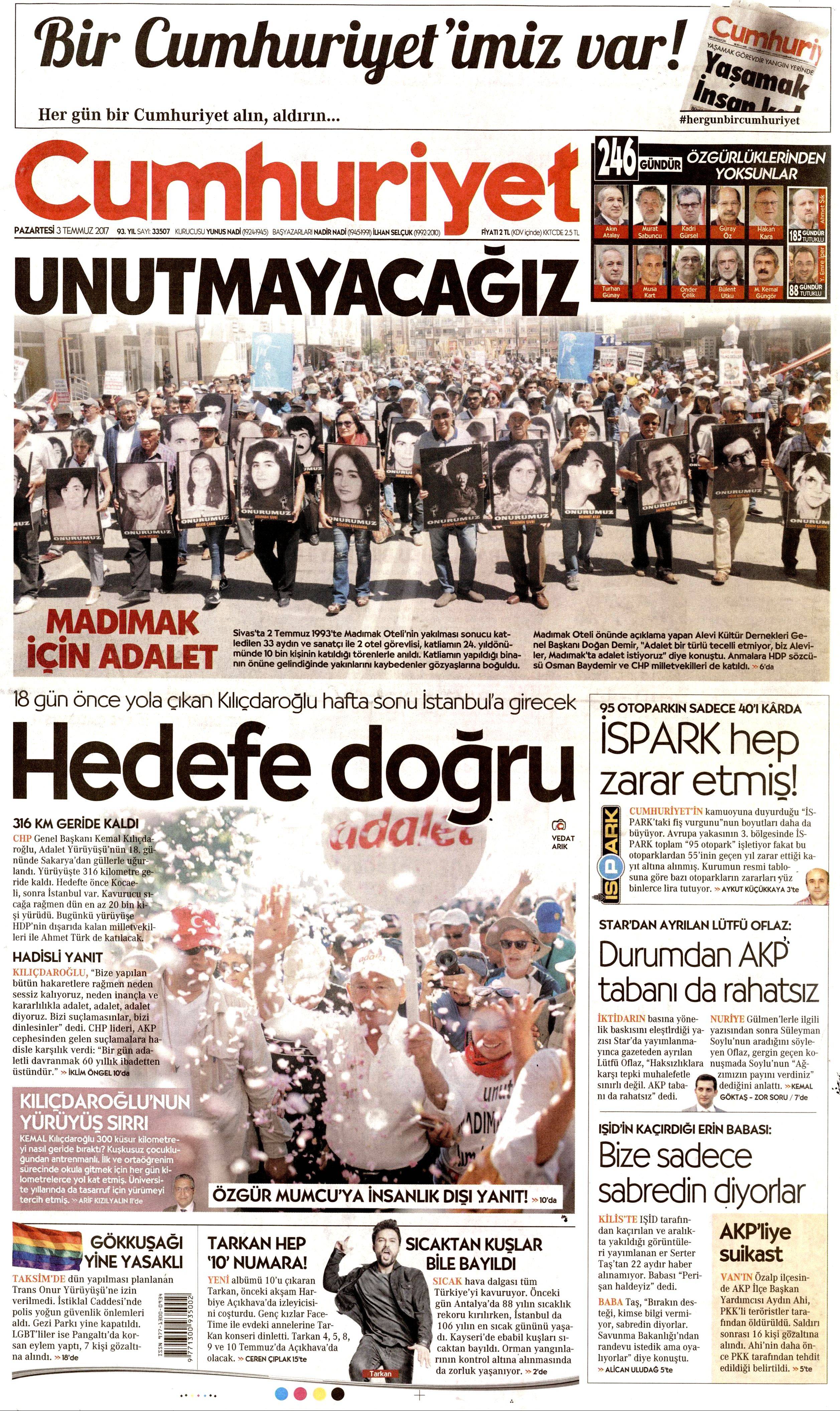 3 Temmuz 2017 Pazartesi gazete manşetleri - 5