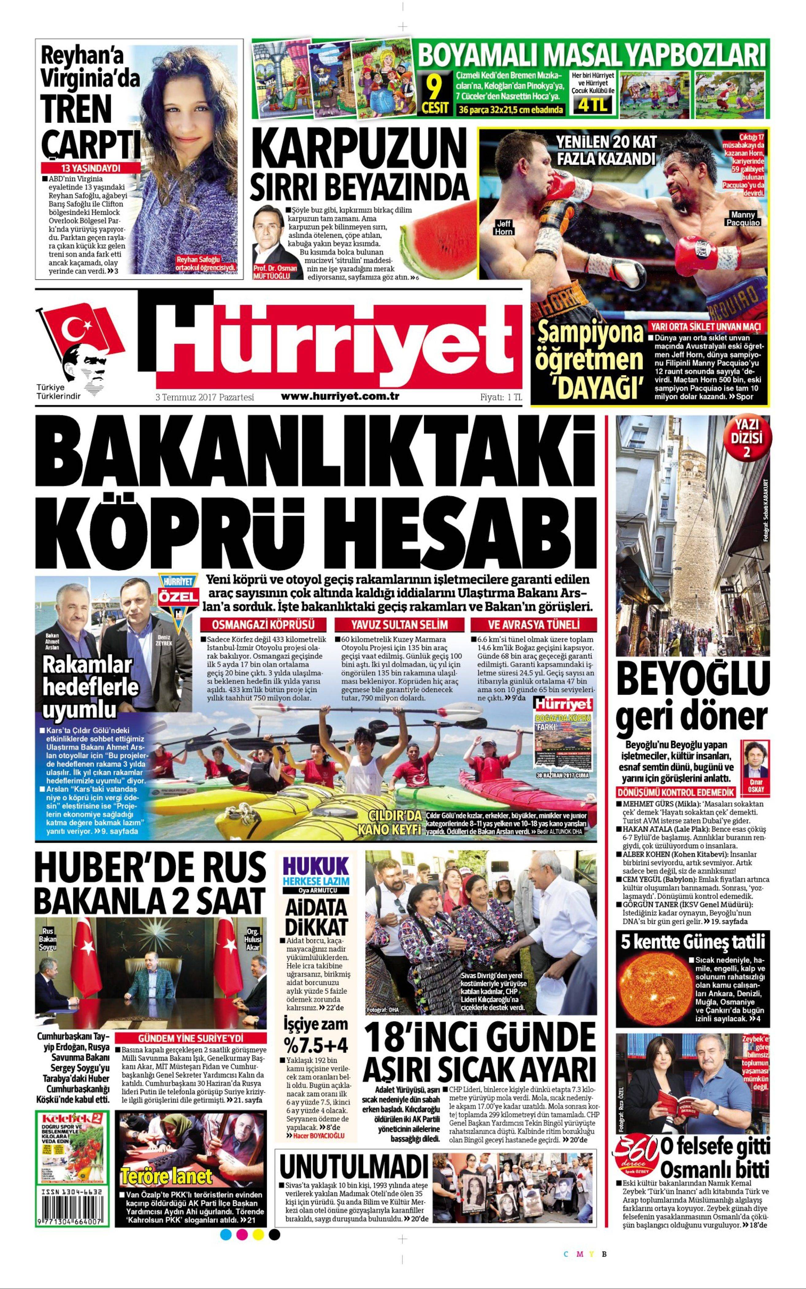 3 Temmuz 2017 Pazartesi gazete manşetleri - 10