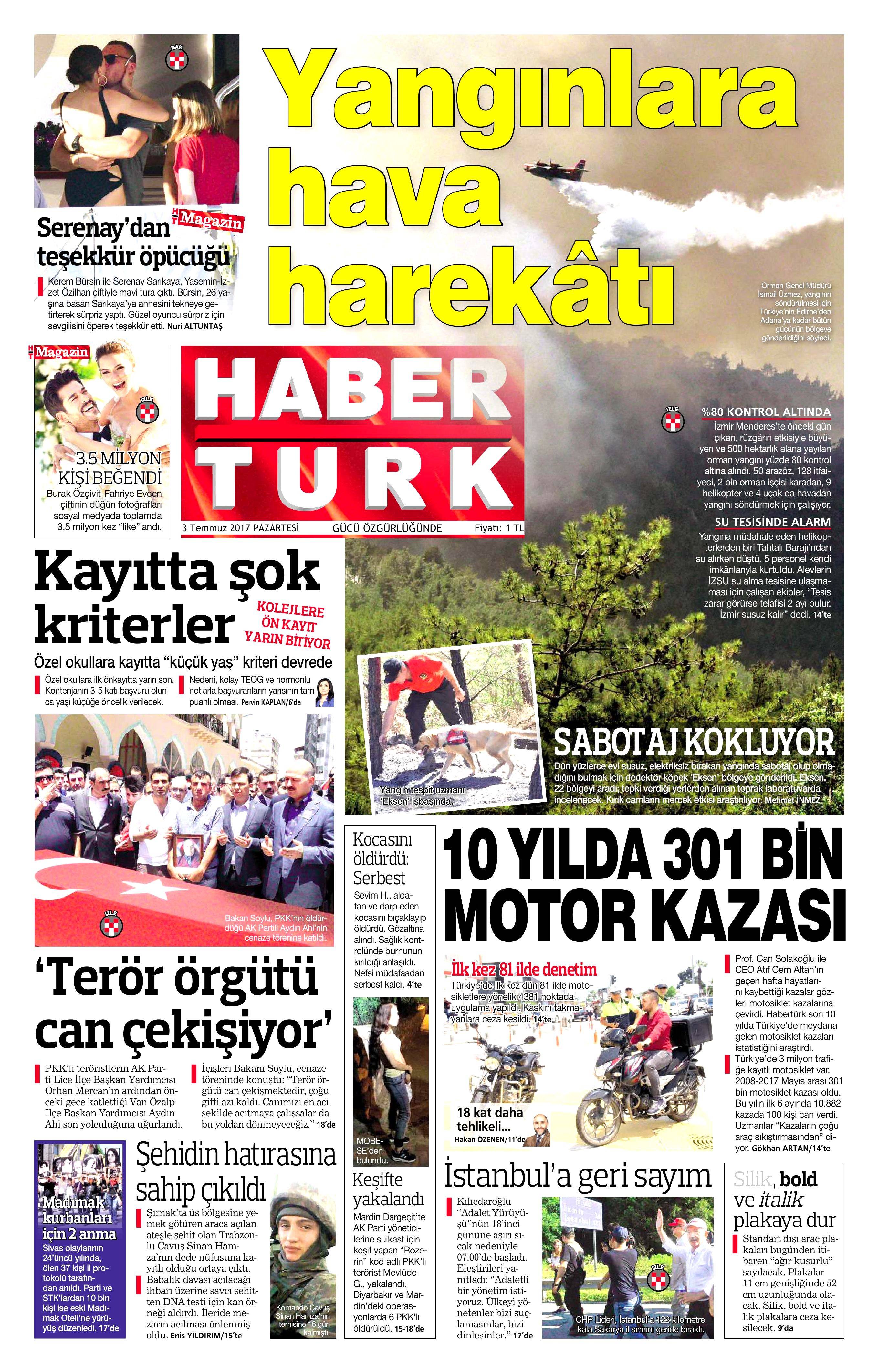 3 Temmuz 2017 Pazartesi gazete manşetleri - 9