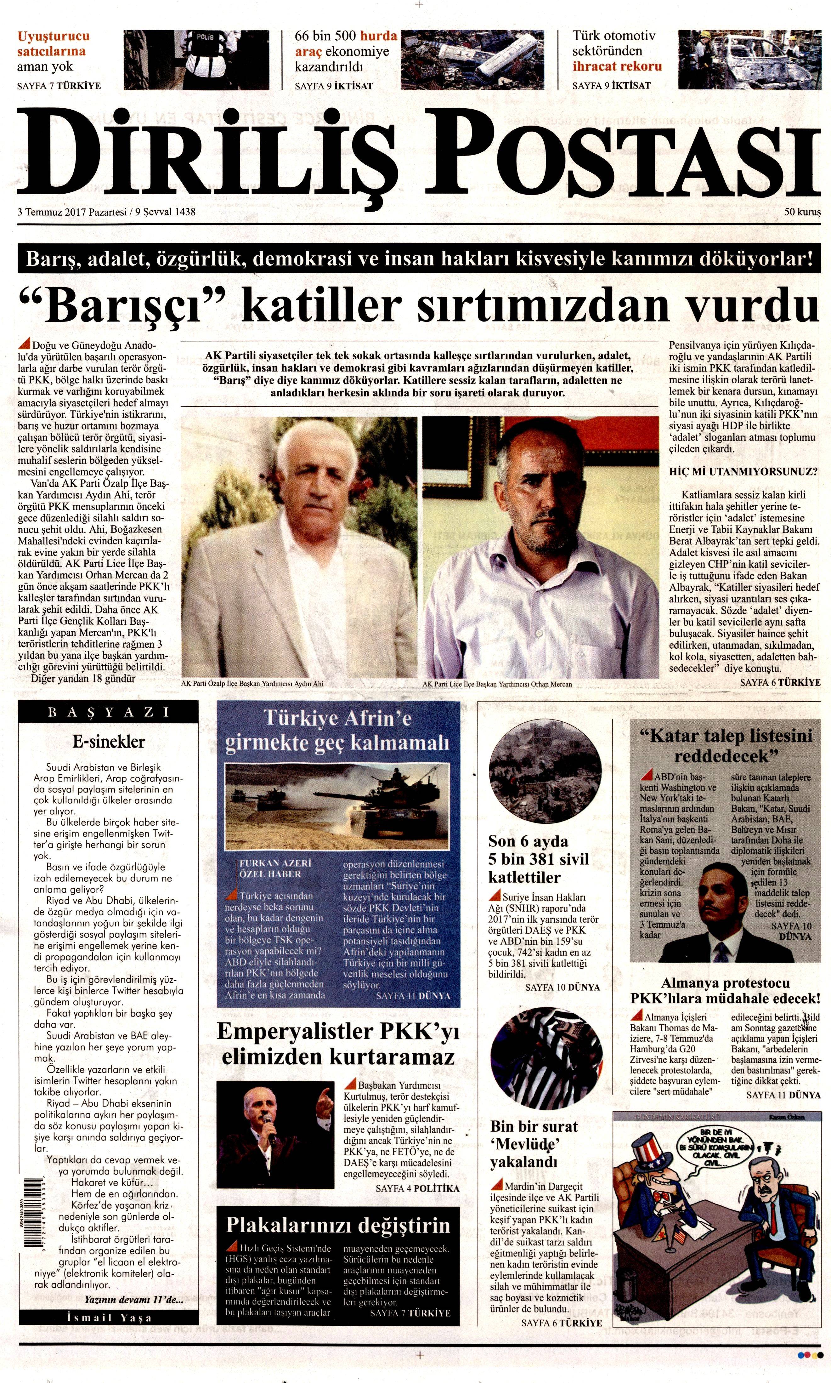 3 Temmuz 2017 Pazartesi gazete manşetleri - 6