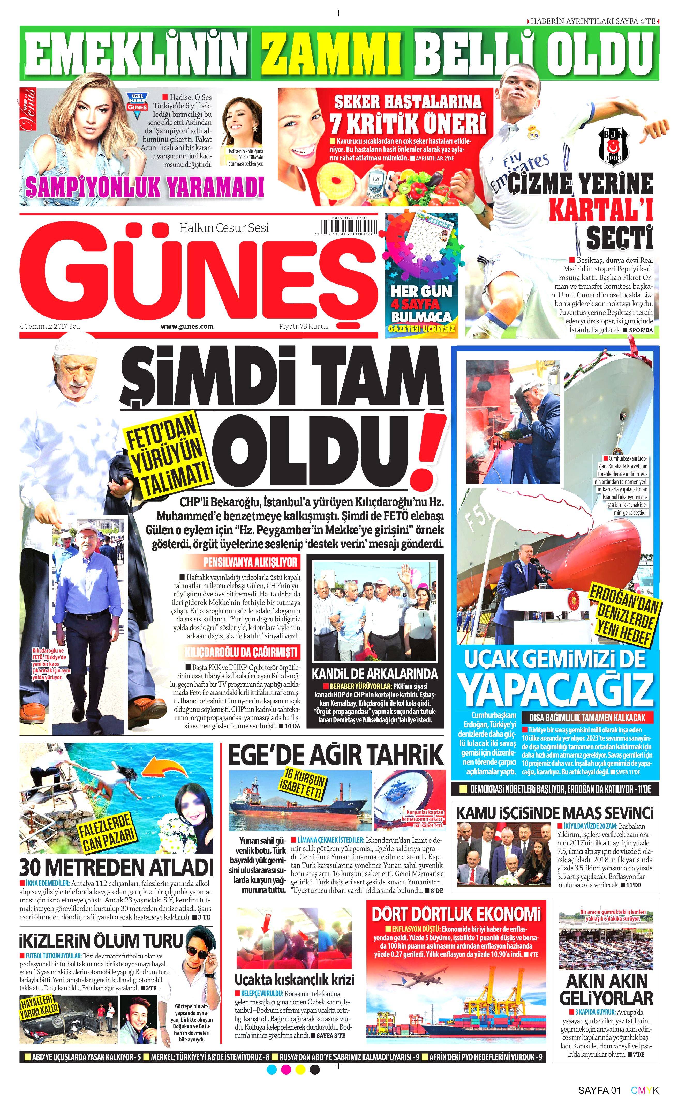 4 Temmuz 2017 Salı gazete manşetleri - 8