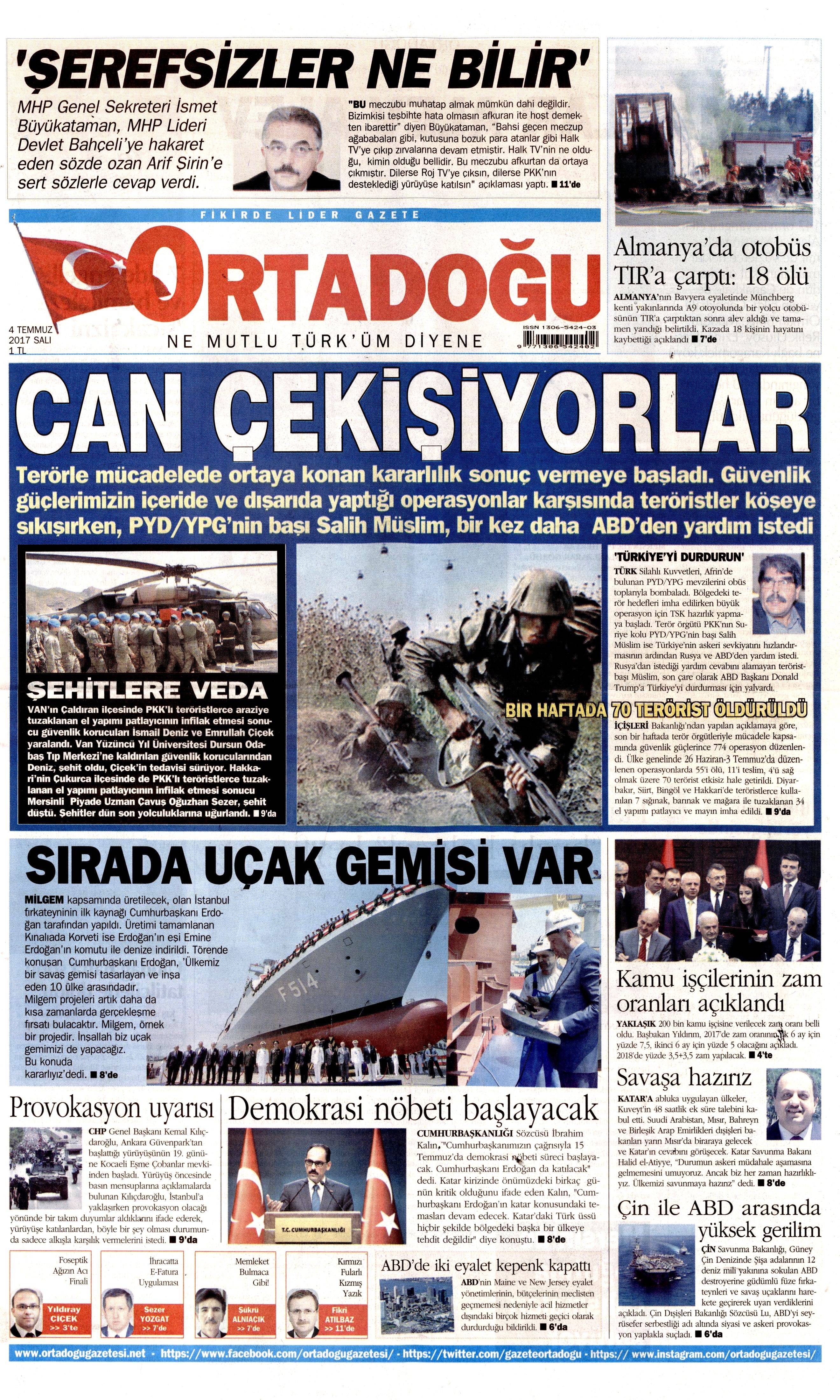 4 Temmuz 2017 Salı gazete manşetleri - 16