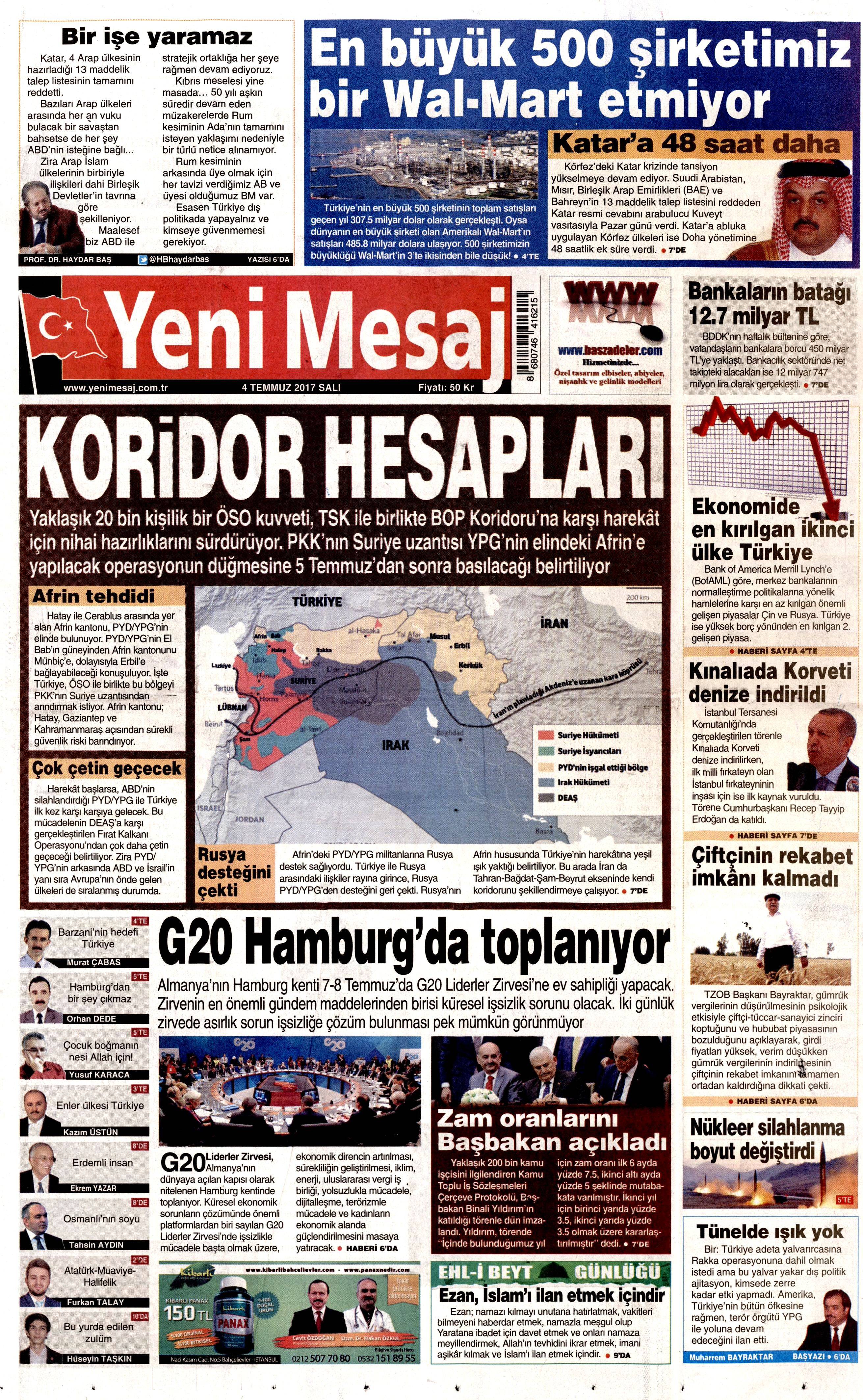 4 Temmuz 2017 Salı gazete manşetleri - 27