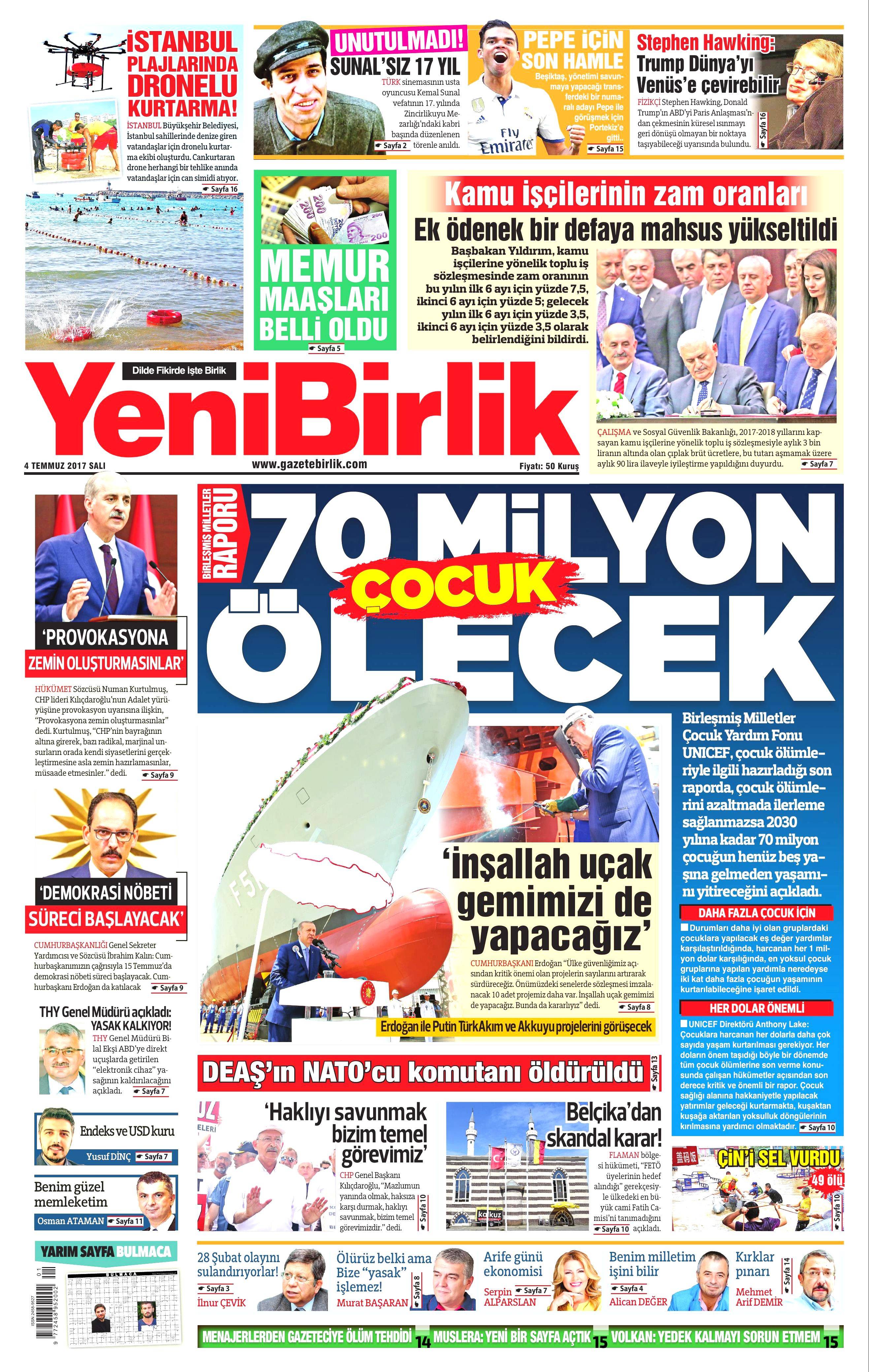 4 Temmuz 2017 Salı gazete manşetleri - 25