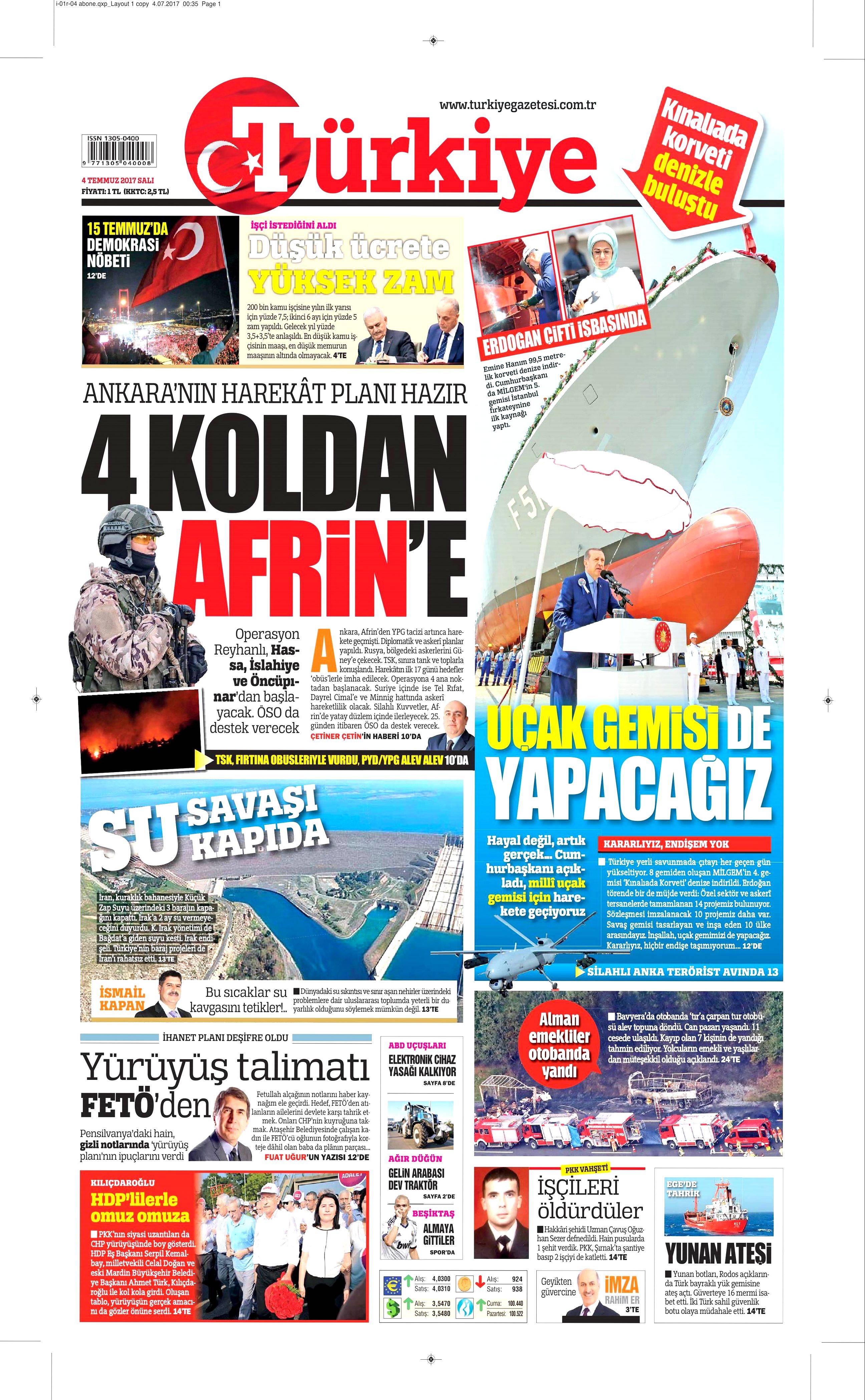 4 Temmuz 2017 Salı gazete manşetleri - 22