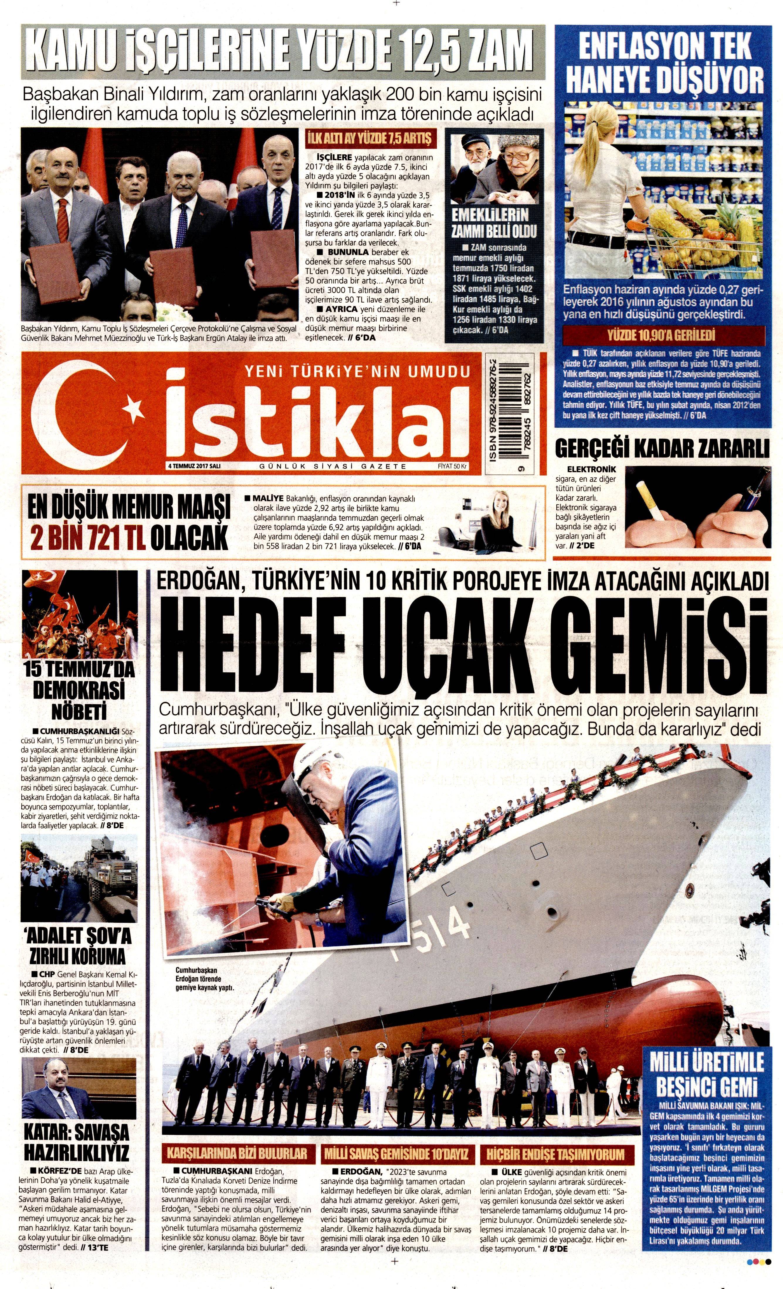 4 Temmuz 2017 Salı gazete manşetleri - 11