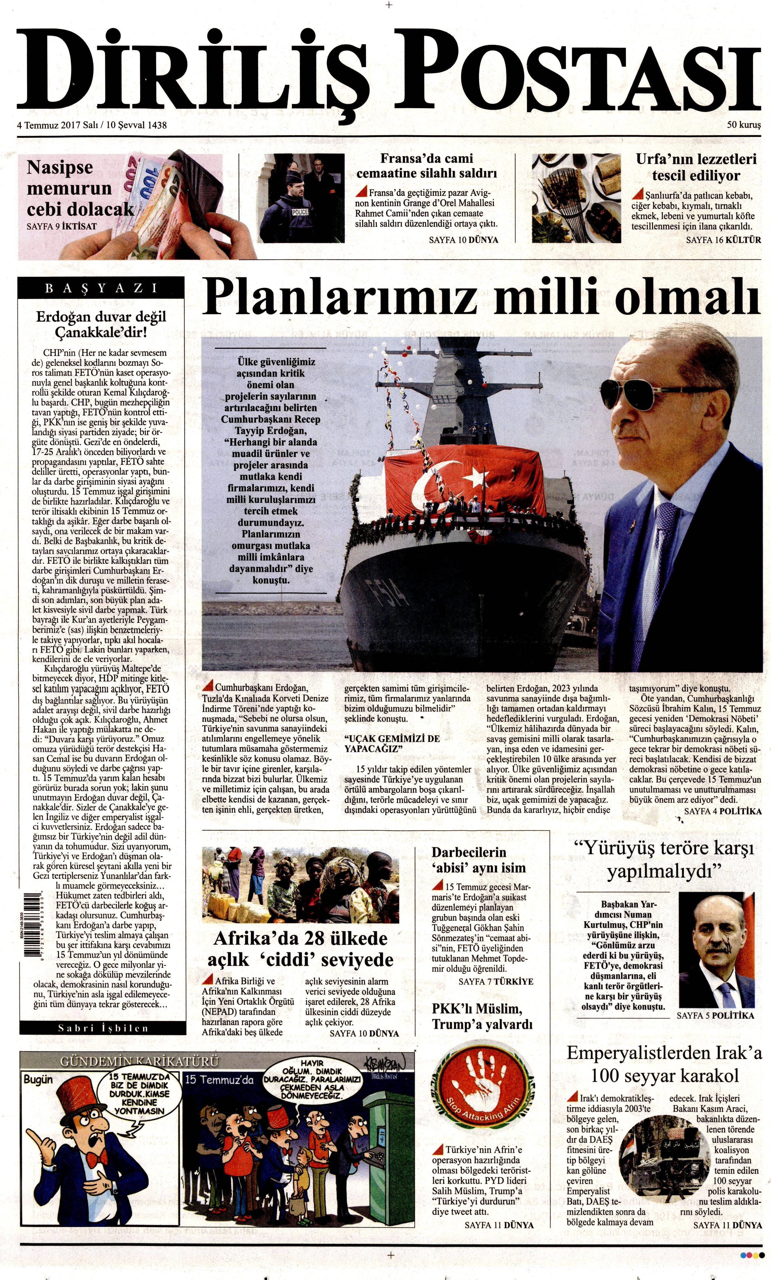 4 Temmuz 2017 Salı gazete manşetleri - 6