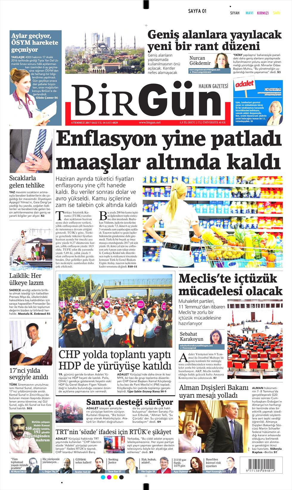 4 Temmuz 2017 Salı gazete manşetleri - 4