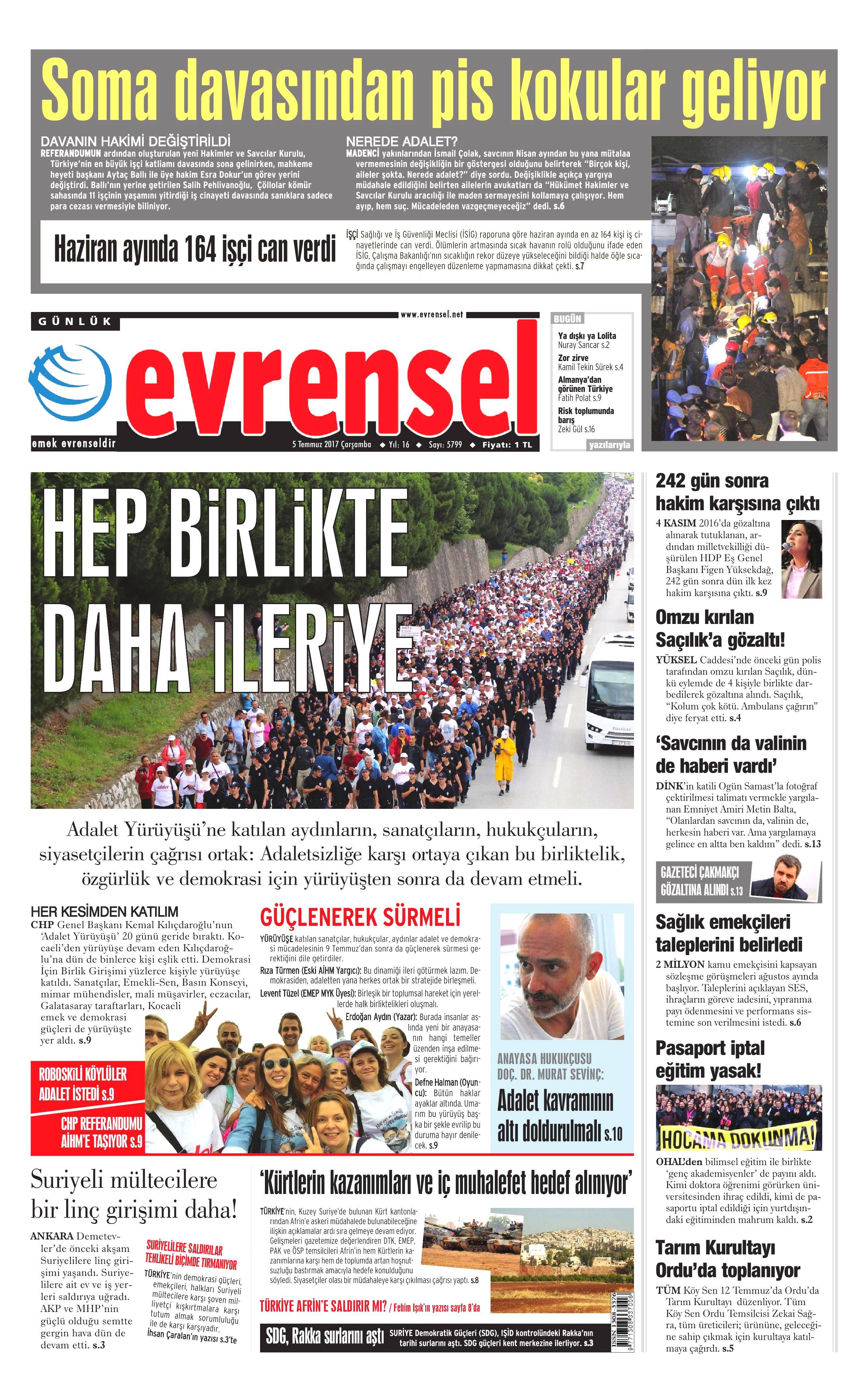 5 Temmuz 2017 Çarşamba gazete manşetleri - 29