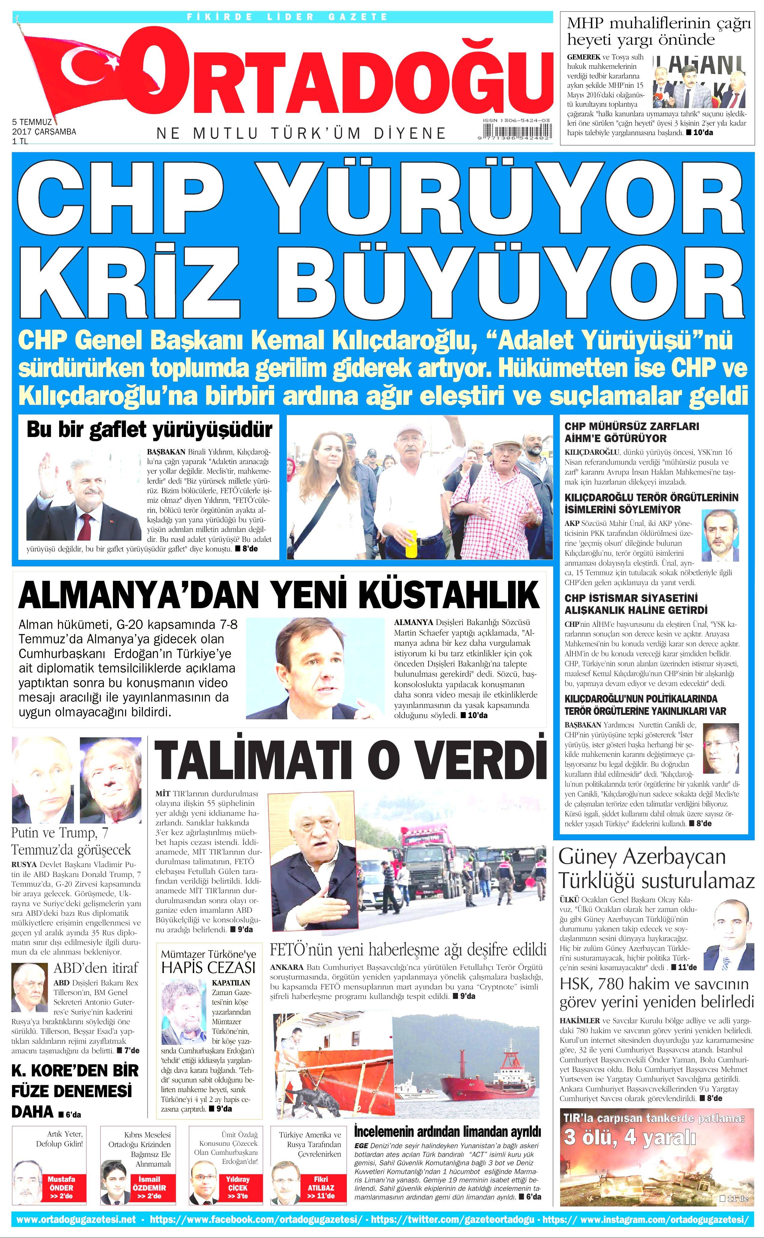 5 Temmuz 2017 Çarşamba gazete manşetleri - 12