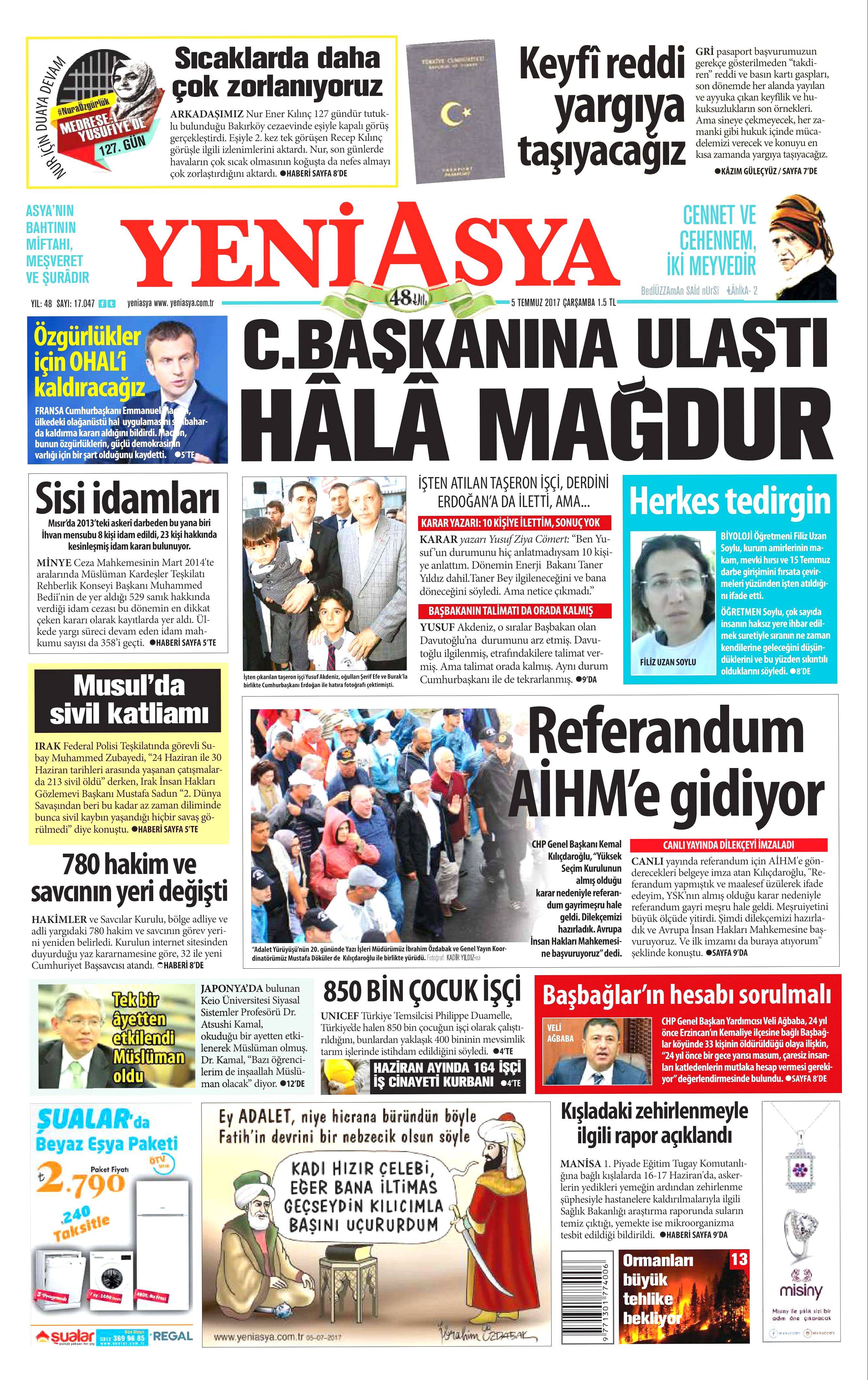 5 Temmuz 2017 Çarşamba gazete manşetleri - 20